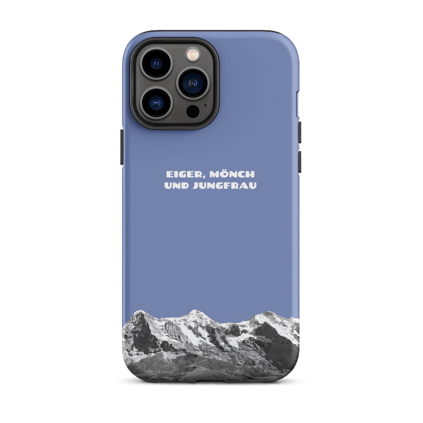 iPhone Case - Eiger, Mönch und Jungfrau - Pastellblau: Hard Case für Apple iPhone mit Bergpanorama aus dem Berner Oberland in den Schweizer Alpen