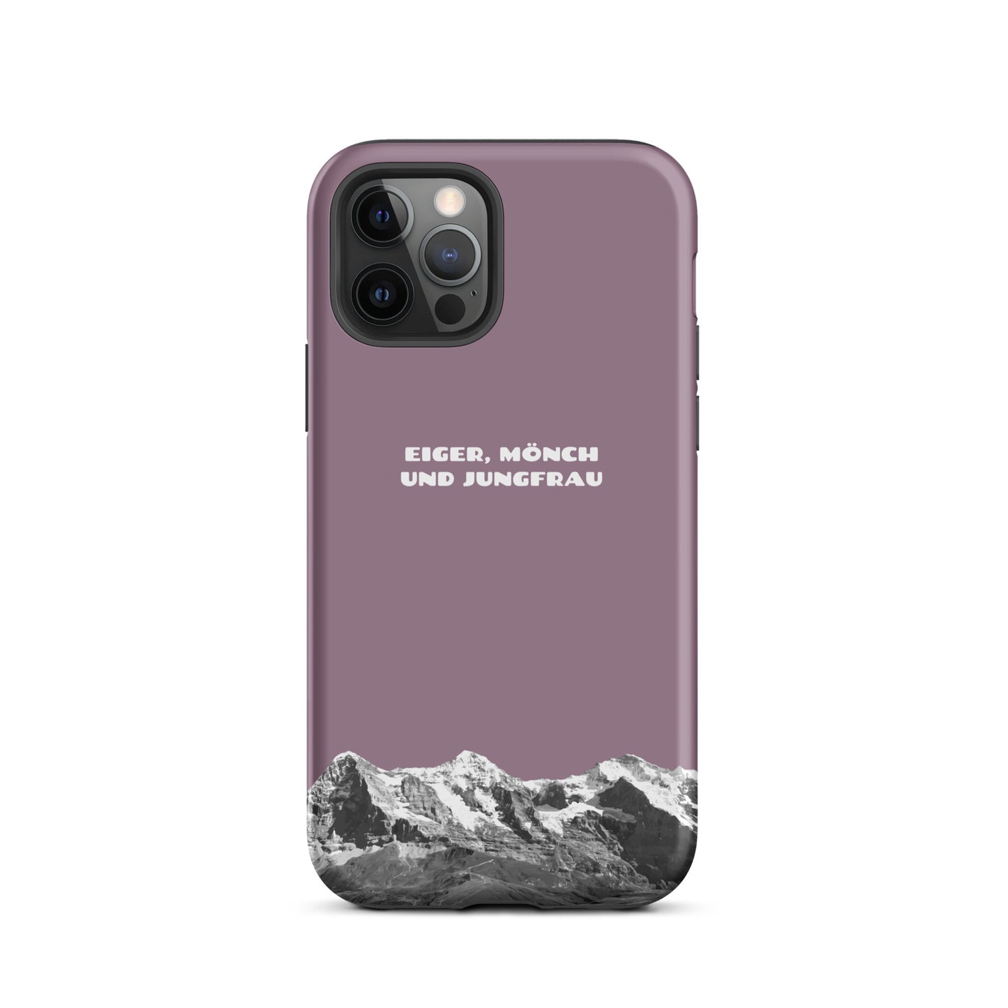 iPhone Case - Eiger, Mönch und Jungfrau - Pastellviolett: Hard Case für Apple iPhone mit Bergpanorama aus dem Berner Oberland in den Schweizer Alpen