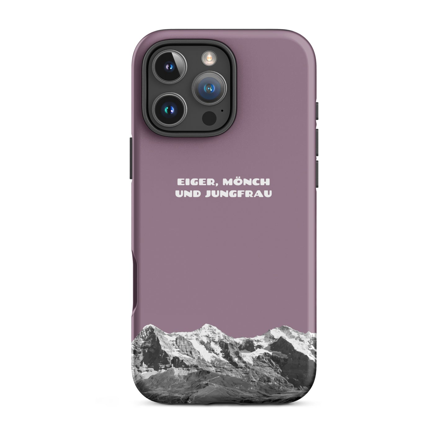 iPhone Case - Eiger, Mönch und Jungfrau - Pastellviolett: Hard Case für Apple iPhone mit Bergpanorama aus dem Berner Oberland in den Schweizer Alpen