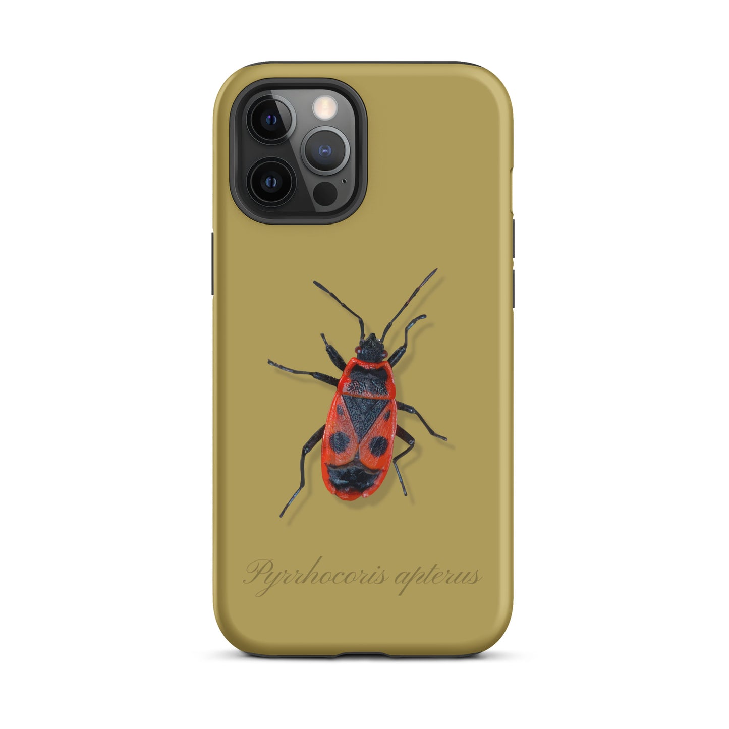 iPhone Hülle mit Feuerwanze Design in Ockergelb, robuste Schutzhülle für Apple iPhone