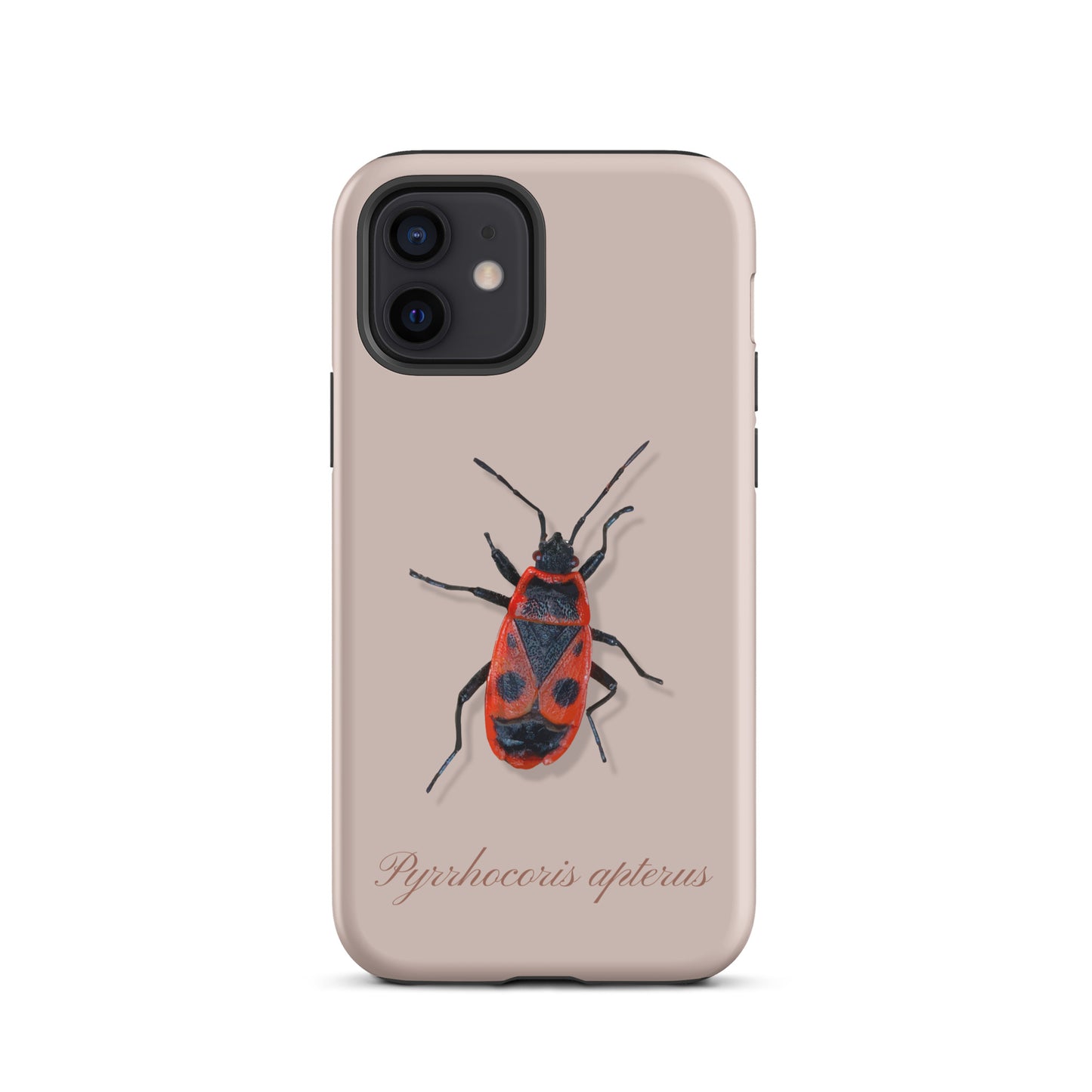 Rosa iPhone-Hülle mit Feuerwanzen-Motiv, Schutzhülle aus robustem Material für Apple iPhone.