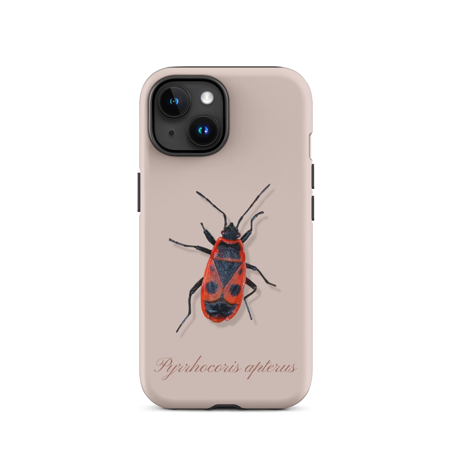 Rosa iPhone Schutzhülle mit Feuerwanzen-Design aus hochwertigem Material.