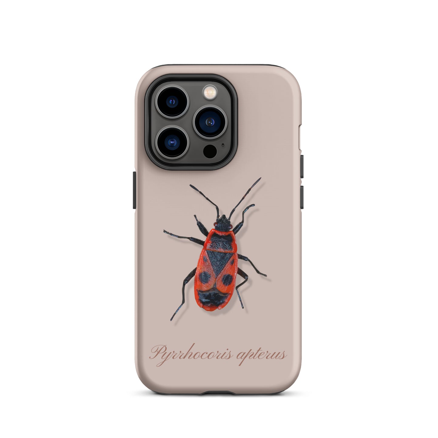 Rosa iPhone Hülle mit Feuerwanzen-Design, Schutzhülle aus robustem Material für Apple iPhone.