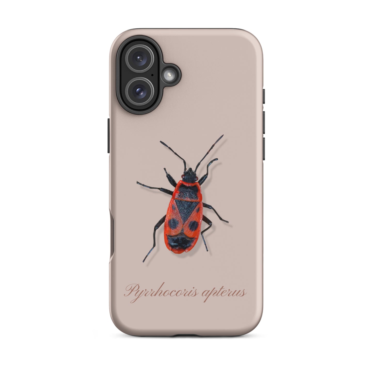 Rosa iPhone Hülle mit Feuerwanzen-Design, Schutzhülle aus robustem Material für Apple iPhone.