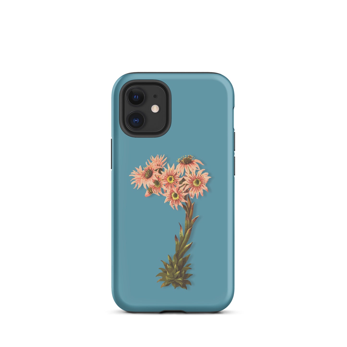 iPhone-Hülle in Gletscherwasserblau mit Hauswurz-Design, Schutzhülle für Apple iPhone