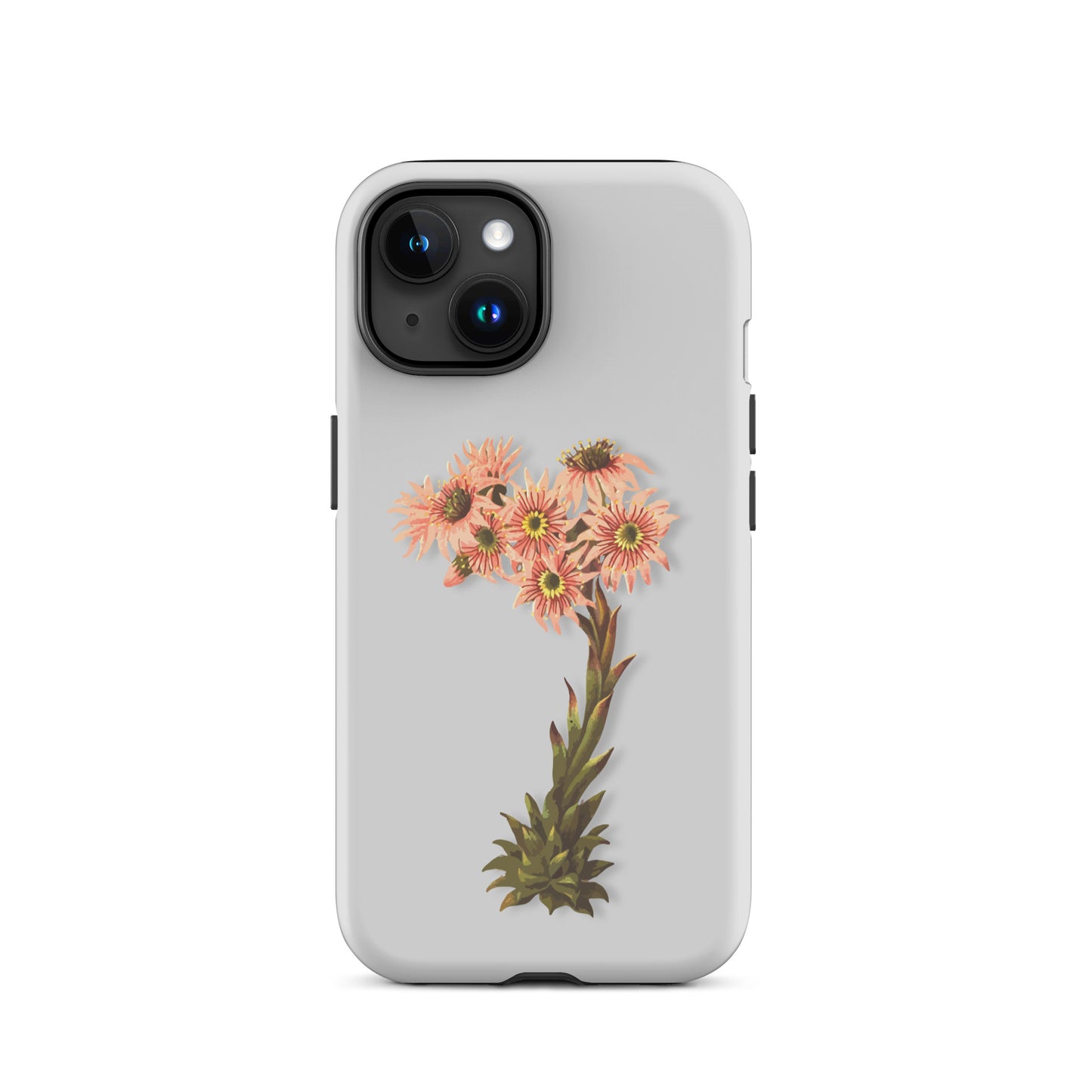 Graue iPhone-Hülle mit Hauswurz-Motiv, schützende Silikon-Handyhülle für Apple iPhone