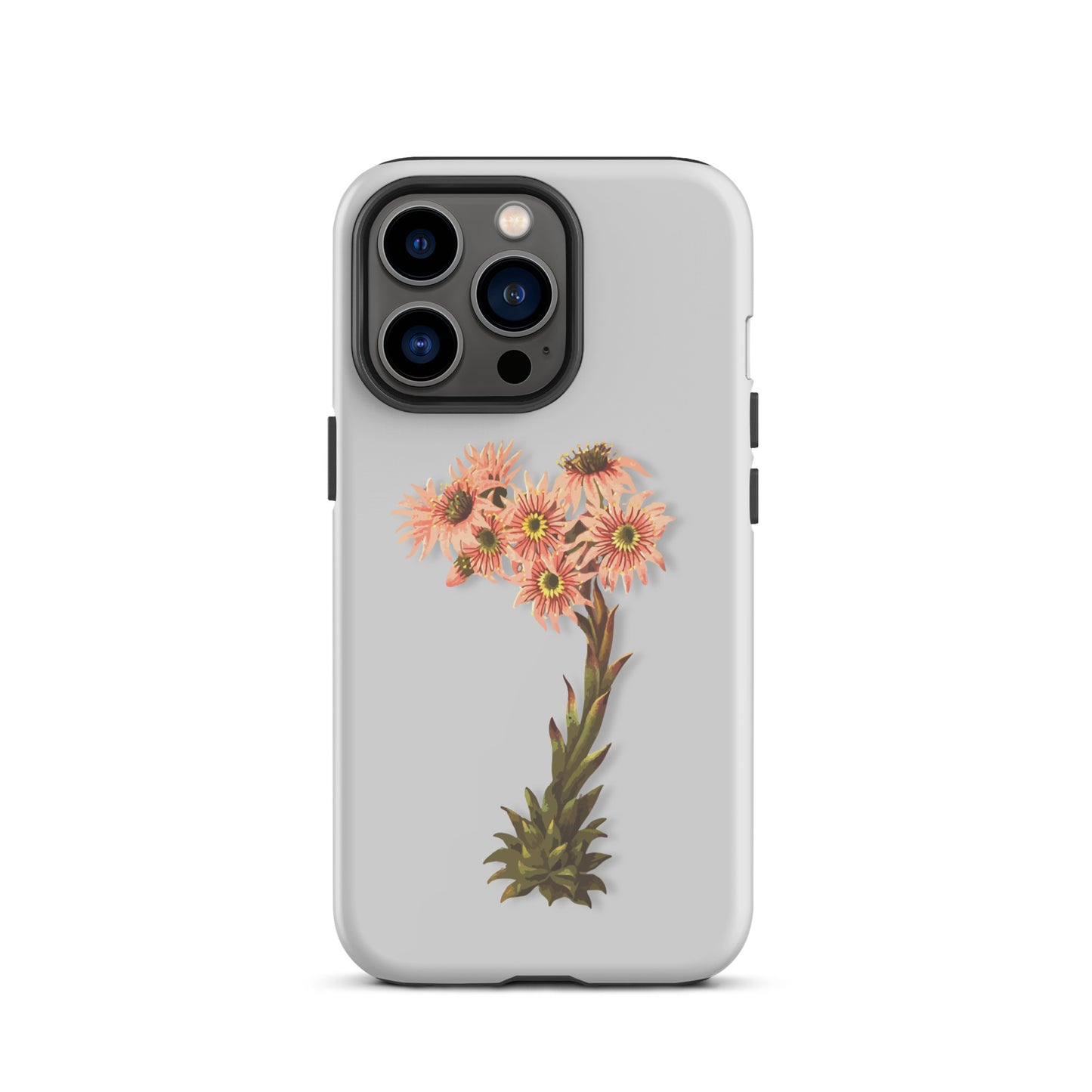 Graue iPhone-Hülle mit Hauswurz-Design, schützende Silikonhülle für Apple iPhone