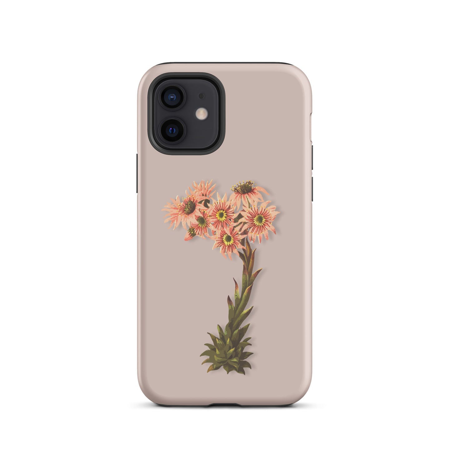 Rosa iPhone Hülle mit Hauswurz-Design, Schutzhülle aus Silikon für Apple iPhone.