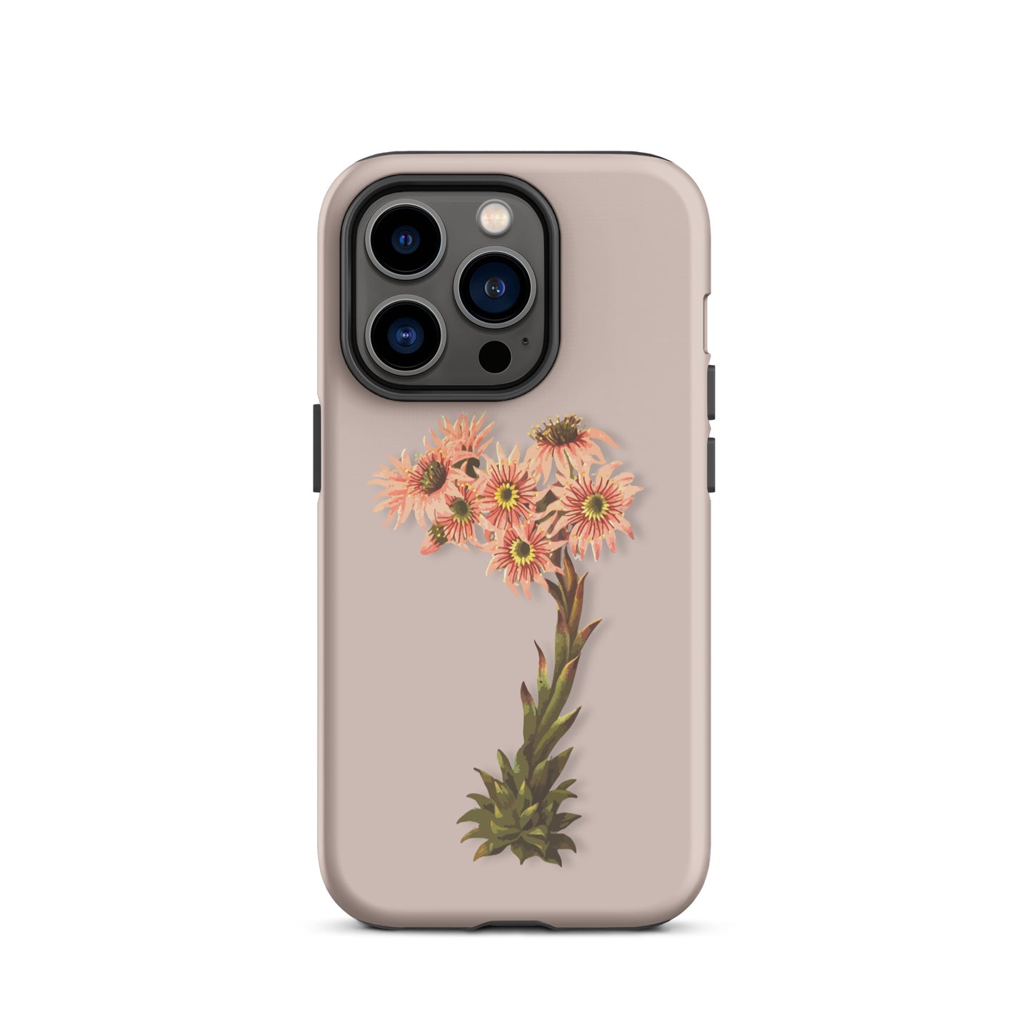 Rosa iPhone-Hülle mit Hauswurz-Motiv aus robustem Material, Schutzhülle für Apple iPhone