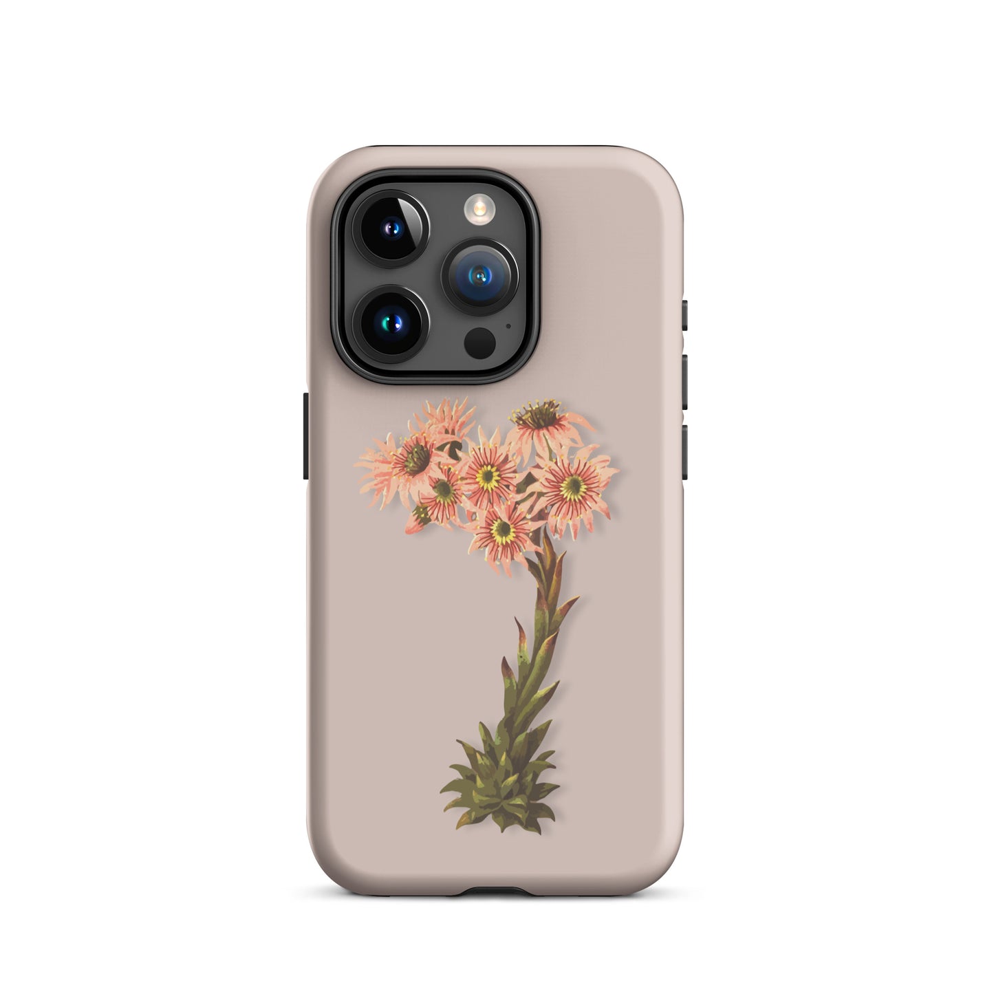 Rosa iPhone-Hülle mit Hauswurz-Motiv, schützende Silikonhülle für Apple iPhone