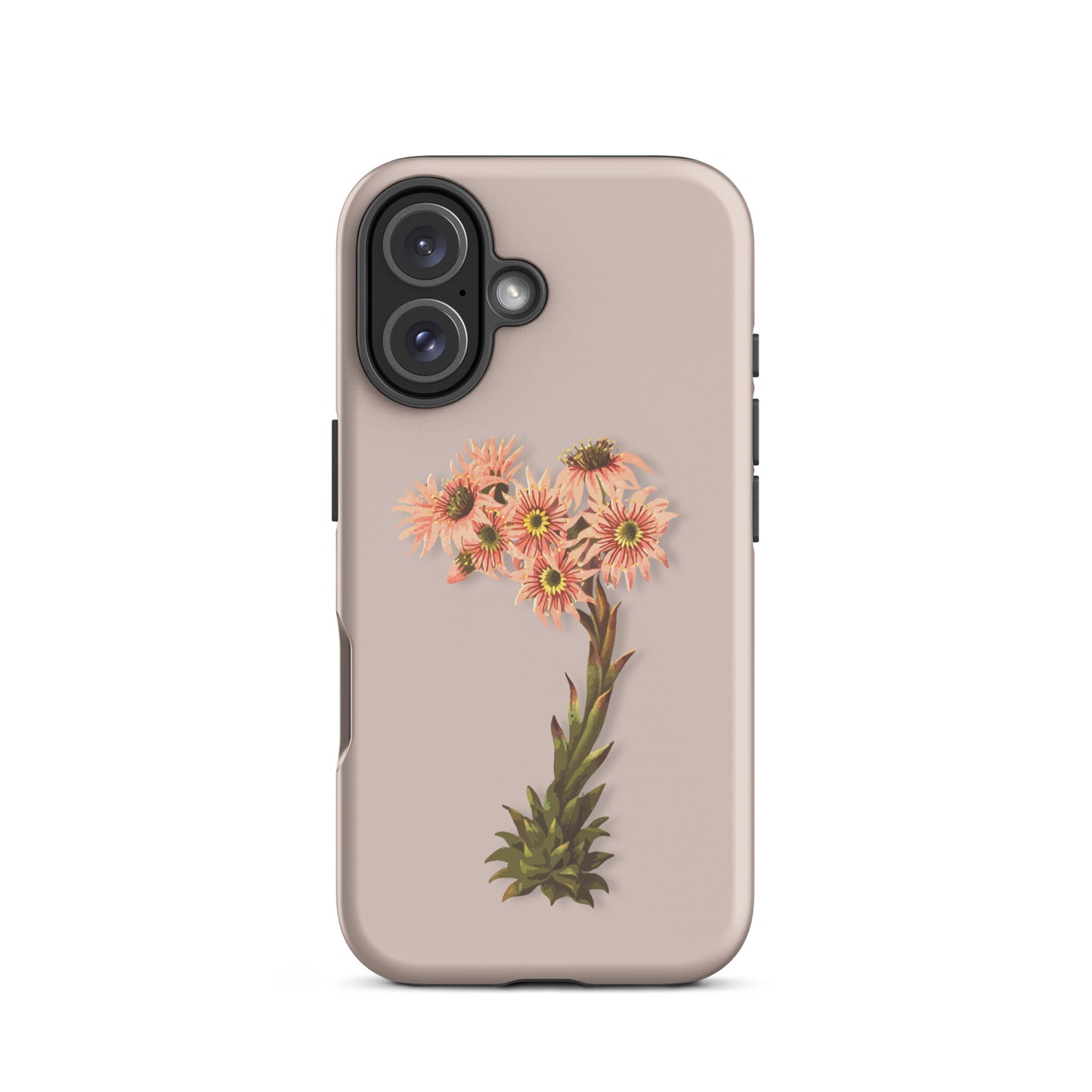 Rosa iPhone Hülle mit Hauswurz-Design aus robustem Kunststoff, Schutzhülle für Apple iPhone
