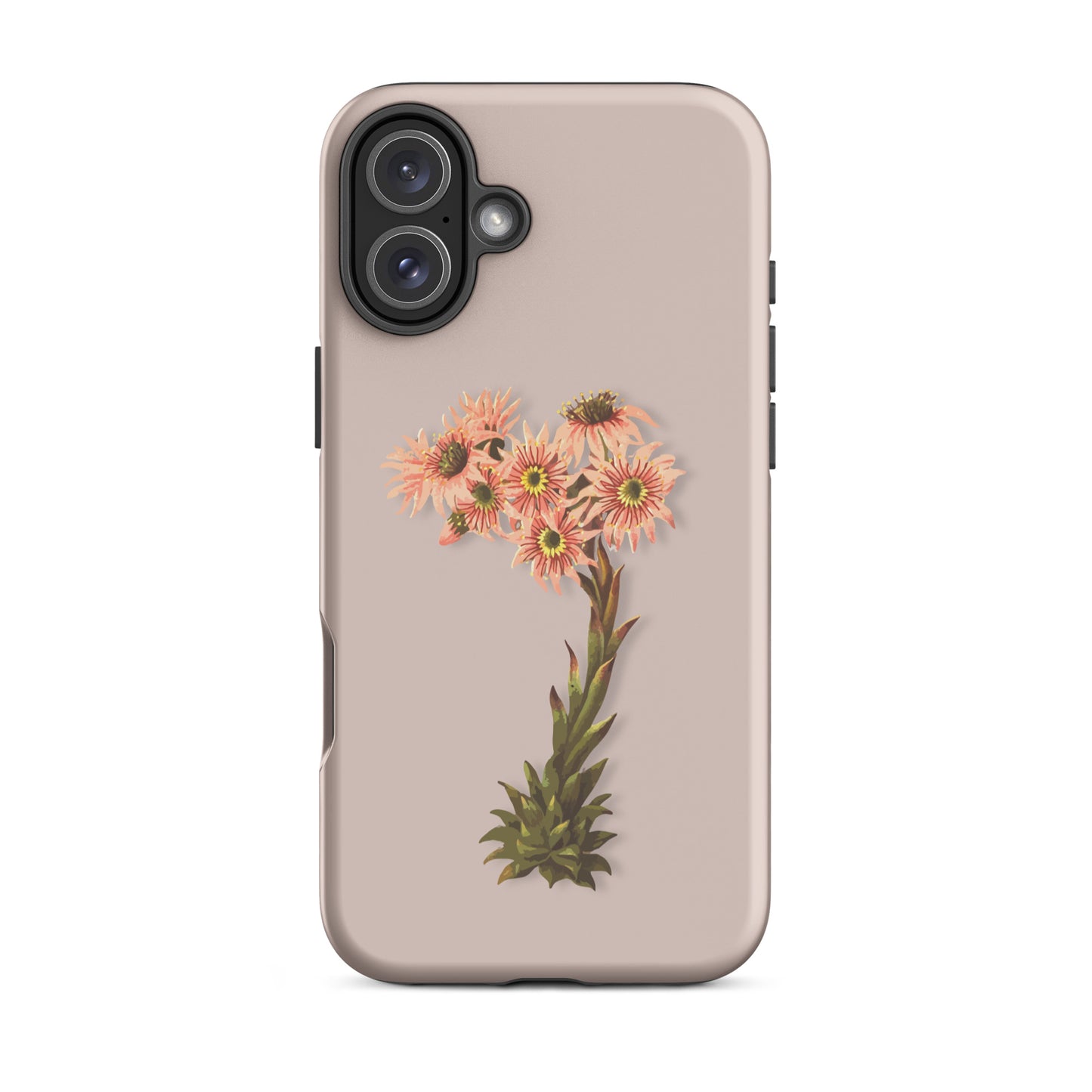 Rosa iPhone Hülle mit Hauswurz-Motiv, Schutzhülle für Apple iPhone aus robustem Material