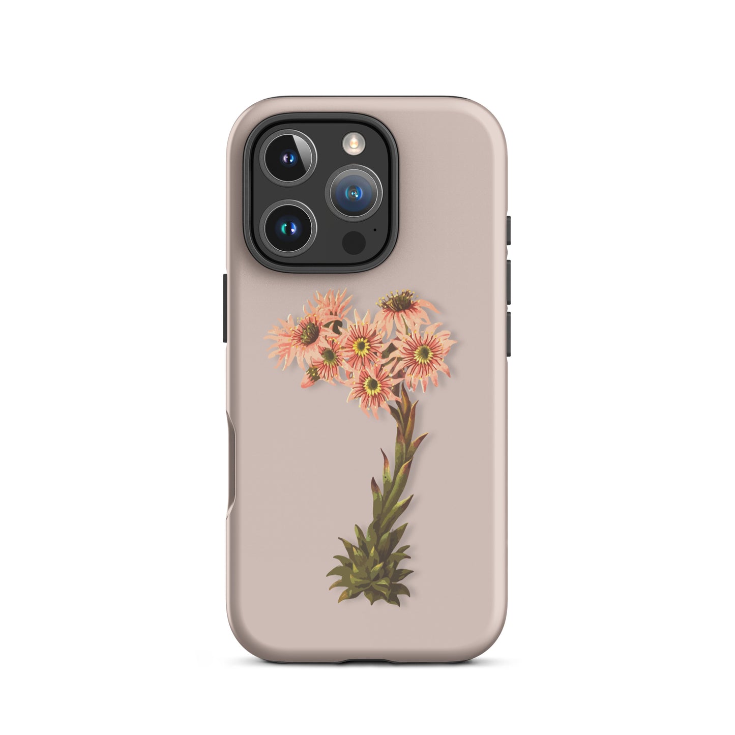 Rosa iPhone Hülle mit Hauswurz-Muster, schützende Silikonhülle für Apple iPhone, rutschfest.