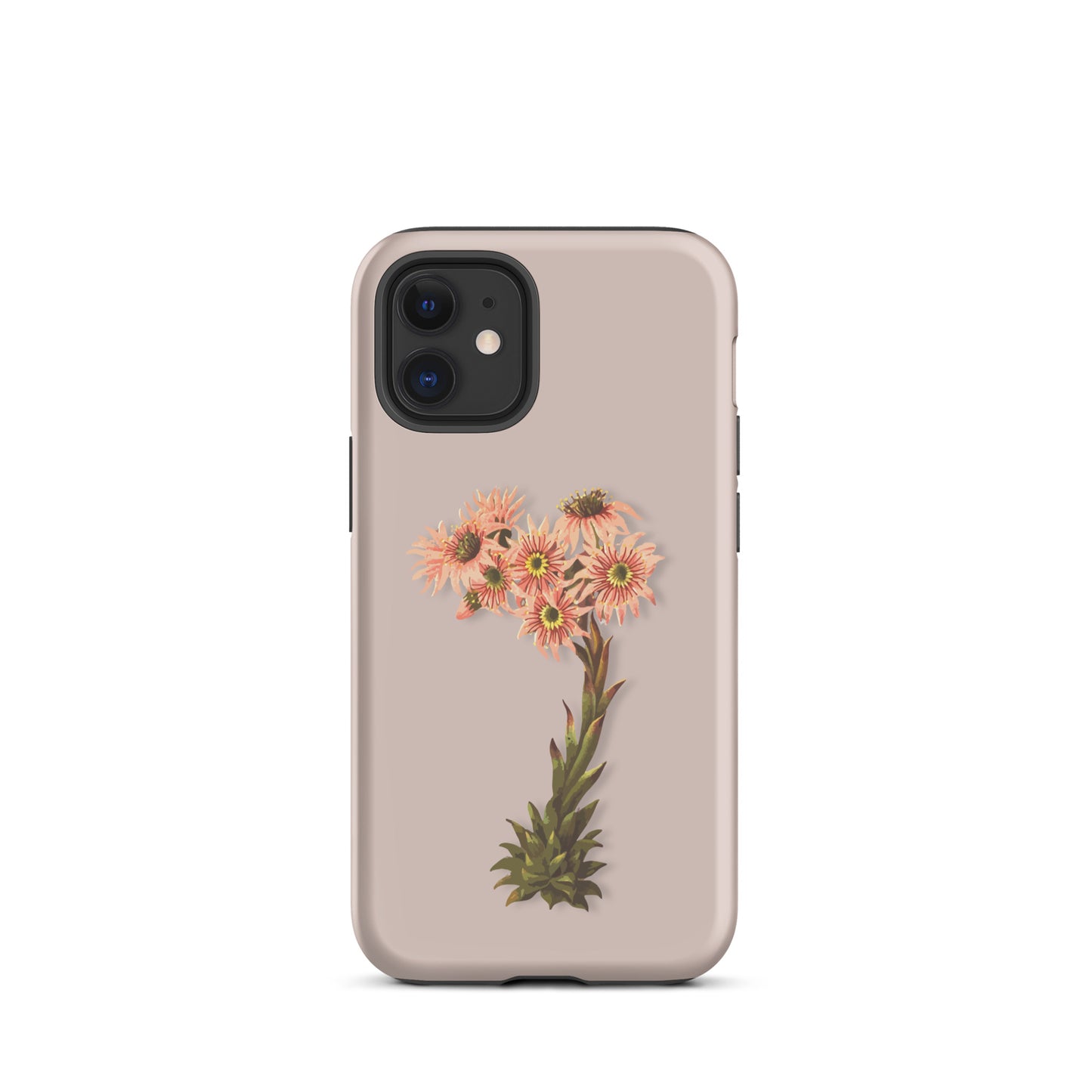 Rosa iPhone-Hülle mit Hauswurz-Muster, Schutzhülle aus robustem Material für Apple iPhone.