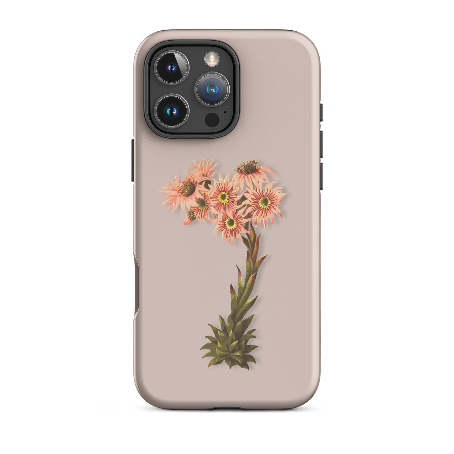Rosa iPhone Hülle mit Hauswurz-Motiv, Schutzhülle aus robustem Material für Apple iPhone.