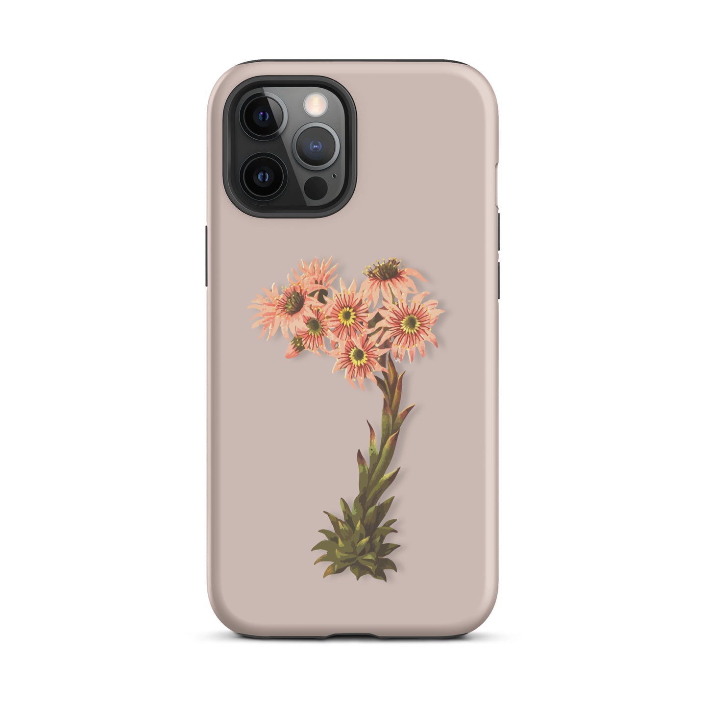 Rosa iPhone Hülle mit Hauswurz-Muster, Schutzhülle aus Silikon für Apple iPhone.