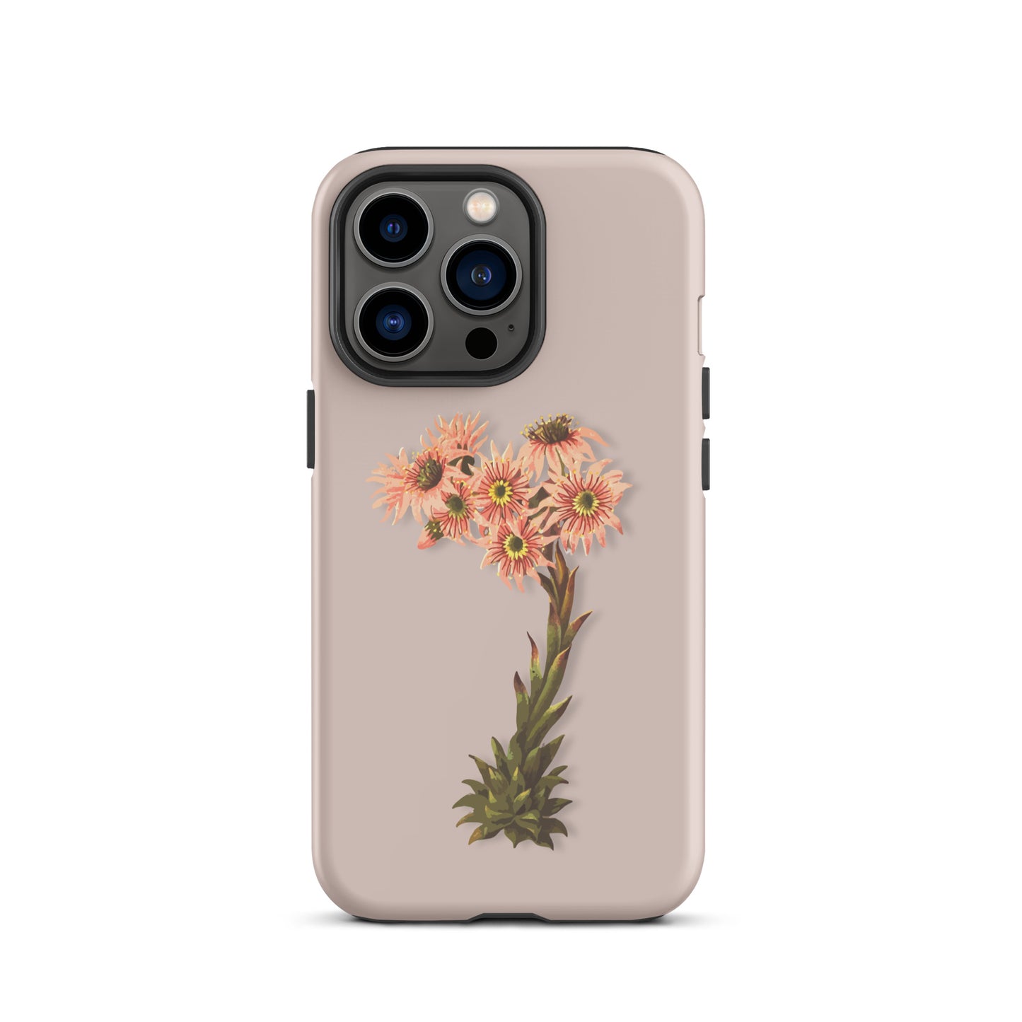 Rosa iPhone-Hülle mit Hauswurz-Motiv aus robustem Kunststoff, Schutzhülle für Apple iPhone