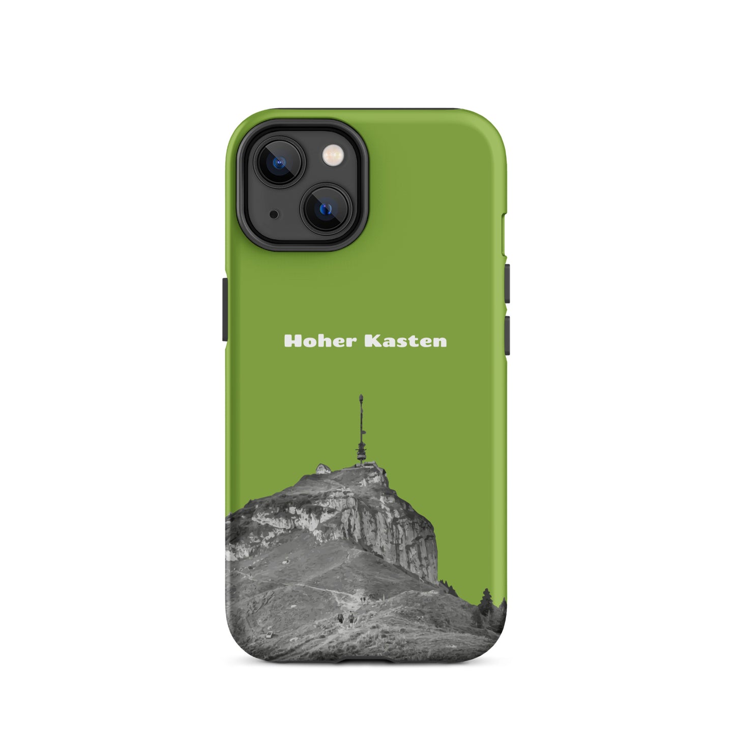 iPhone Case - Hoher Kasten - Gelbgrün: Eine robuste Schutzhülle in attraktivem Design mit dem Gipfel des Hohen Kasten im Alpstein.
