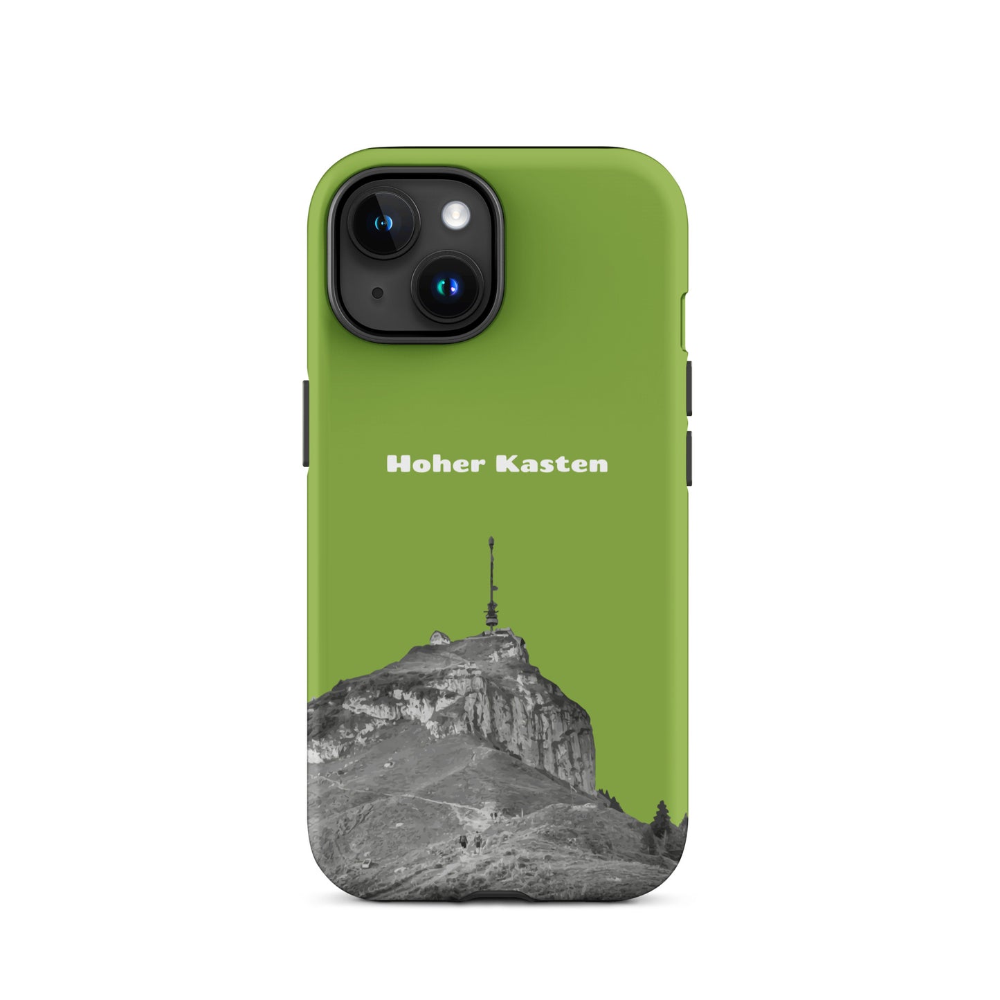 iPhone Case - Hoher Kasten - Gelbgrün: Eine robuste Schutzhülle in attraktivem Design mit dem Gipfel des Hohen Kasten im Alpstein.