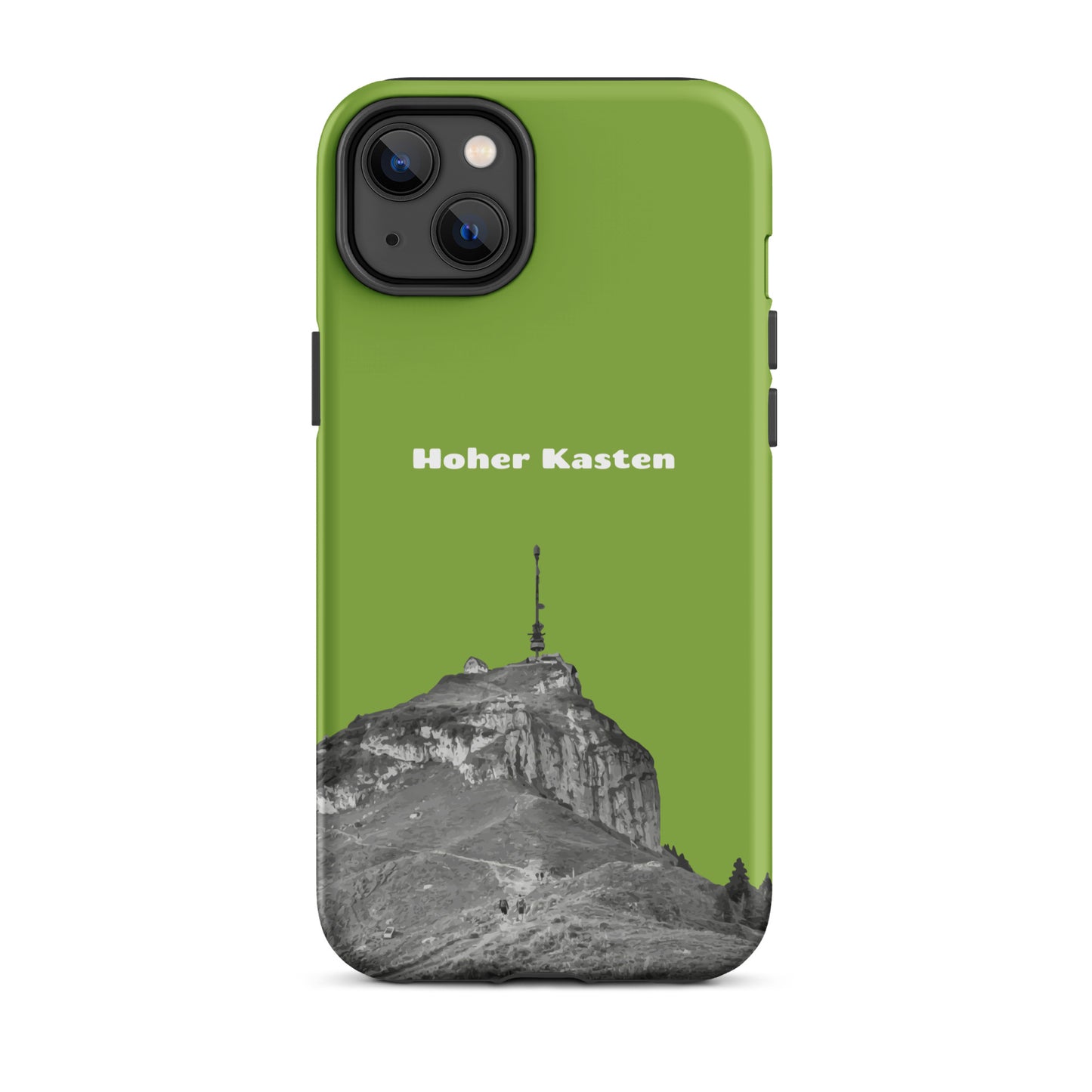 iPhone Case - Hoher Kasten - Gelbgrün: Eine robuste Schutzhülle in attraktivem Design mit dem Gipfel des Hohen Kasten im Alpstein.