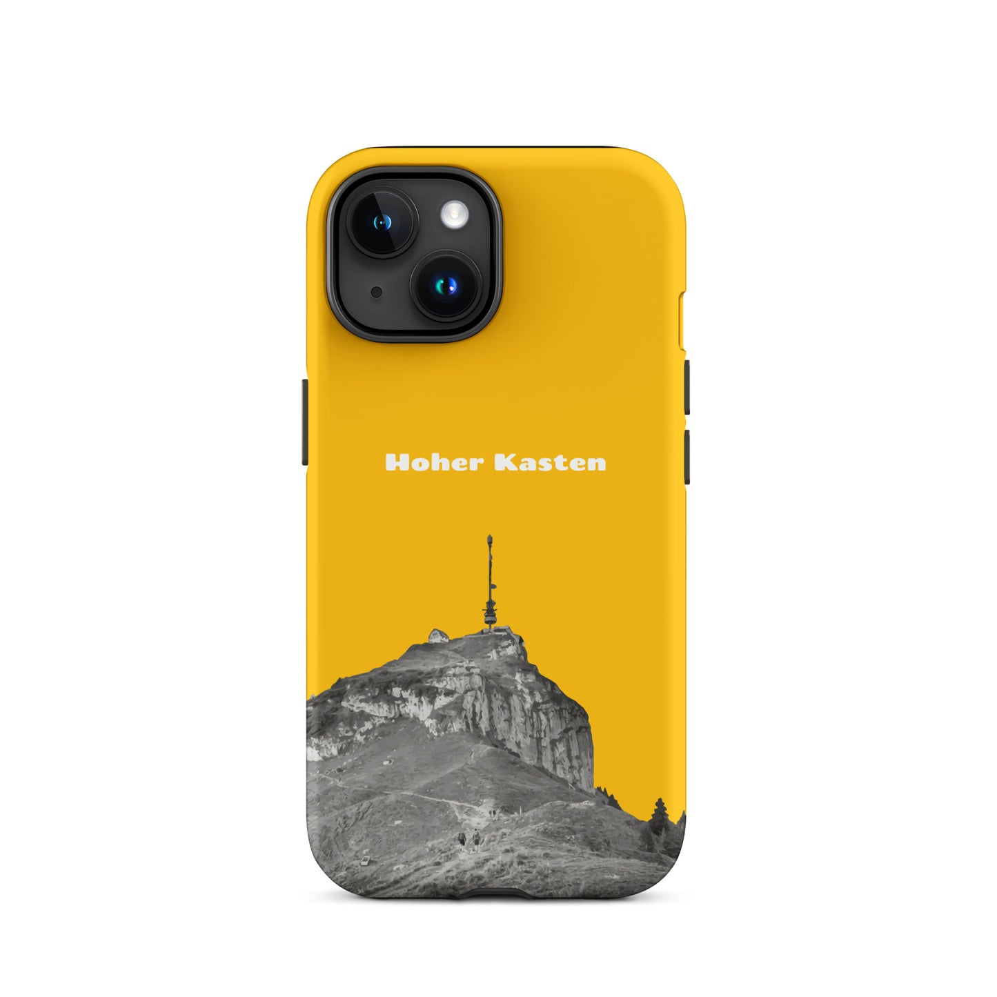 iPhone Case - Hoher Kasten - Goldgelb: Eine robuste Schutzhülle in attraktivem Design mit dem Gipfel des Hohen Kasten im Alpstein.