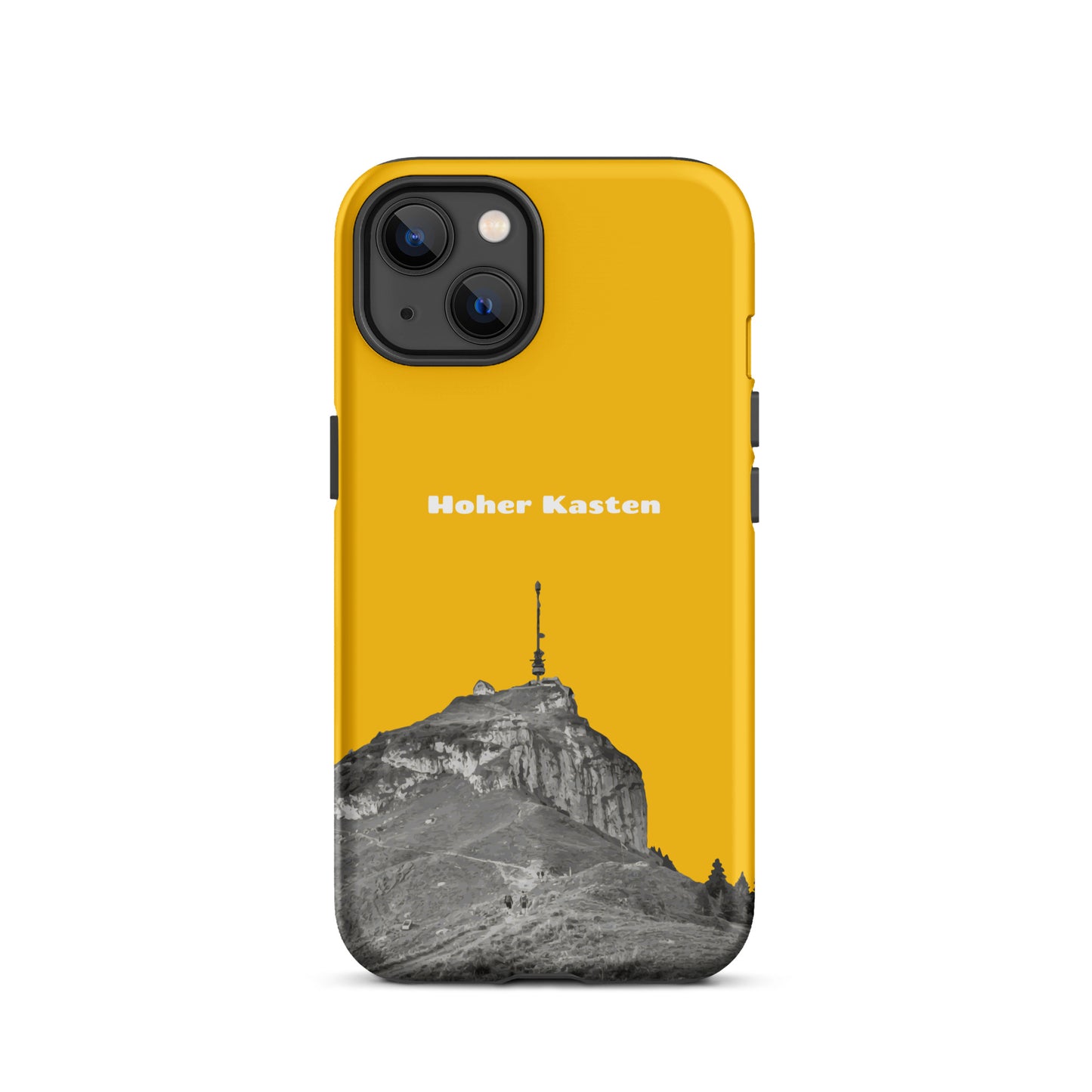 iPhone Case - Hoher Kasten - Goldgelb: Eine robuste Schutzhülle in attraktivem Design mit dem Gipfel des Hohen Kasten im Alpstein.