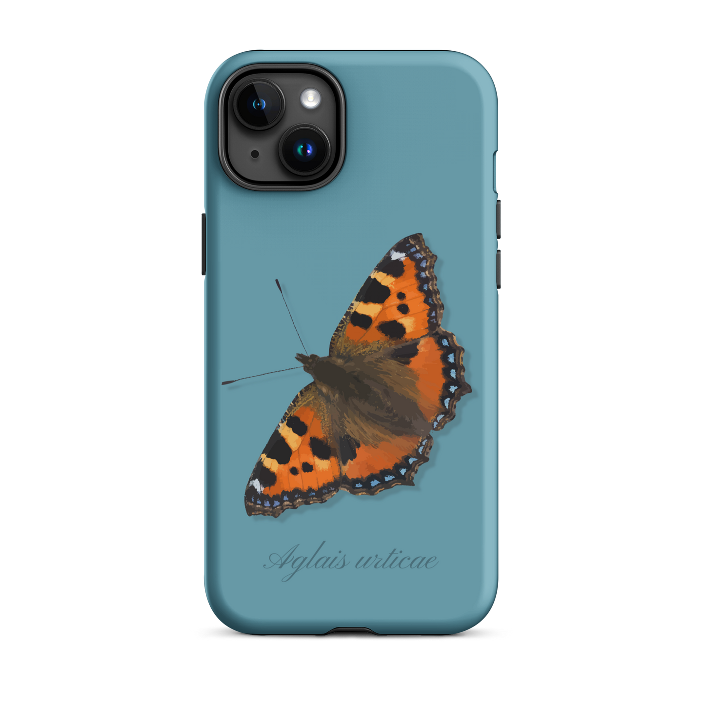 Handyhülle für iPhone mit Fuchs-Design in Gletscherwasserblau, seitliche Ansicht
