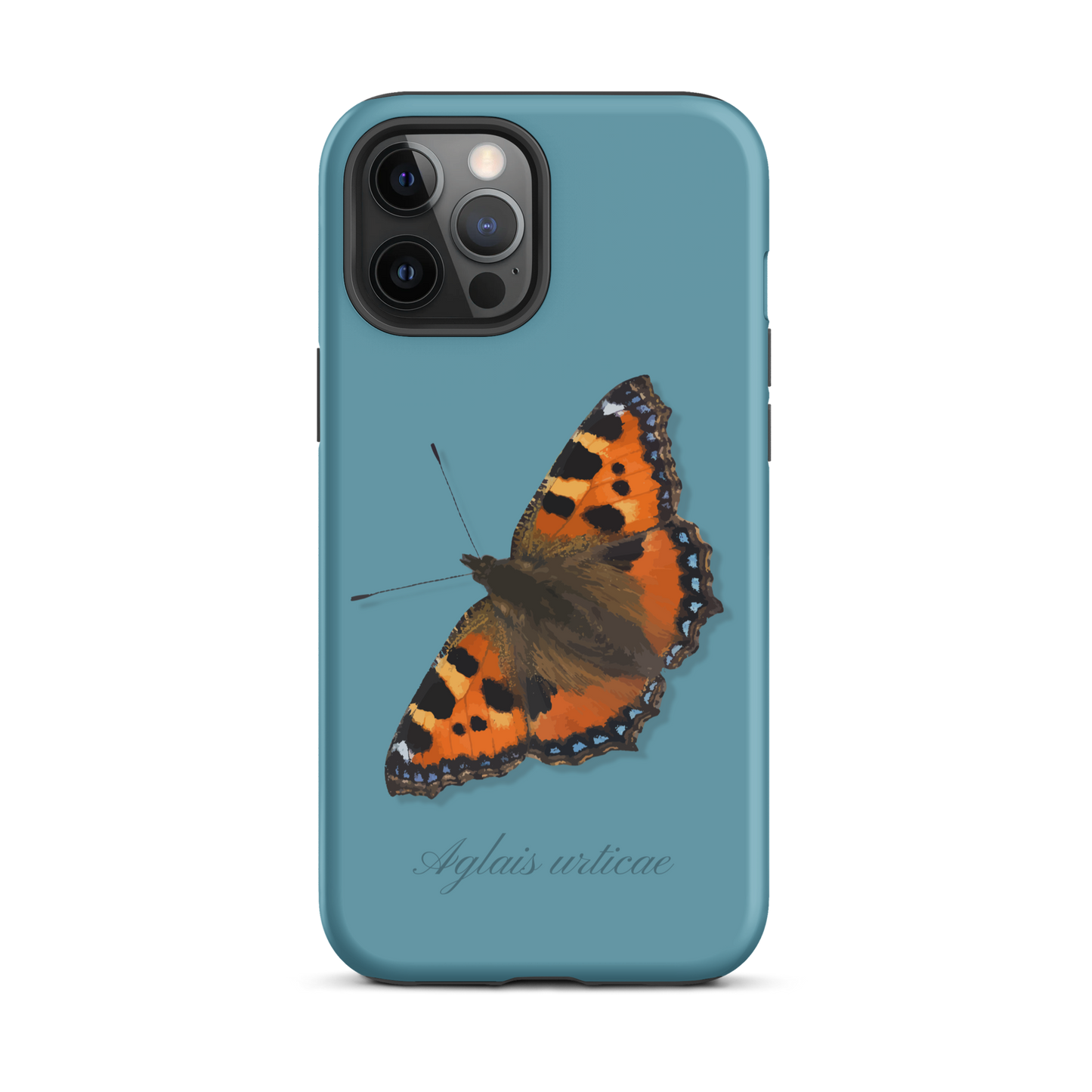 iPhone Hülle mit Fuchs-Design in Gletscherwasserblau, seitliche Ansicht.