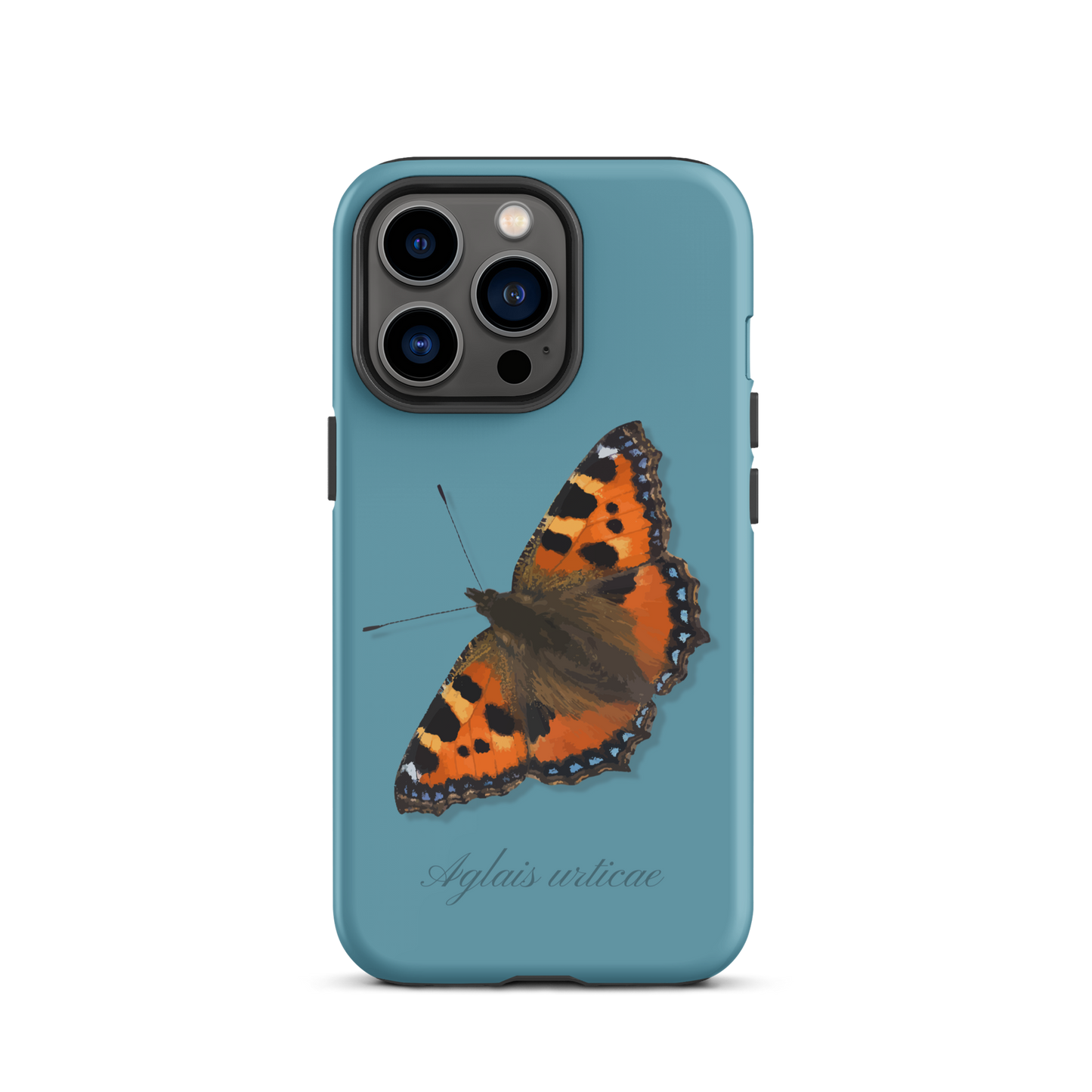 iPhone Hülle mit Fuchs-Motiv in Gletscherwasserblau, seitliche Ansicht