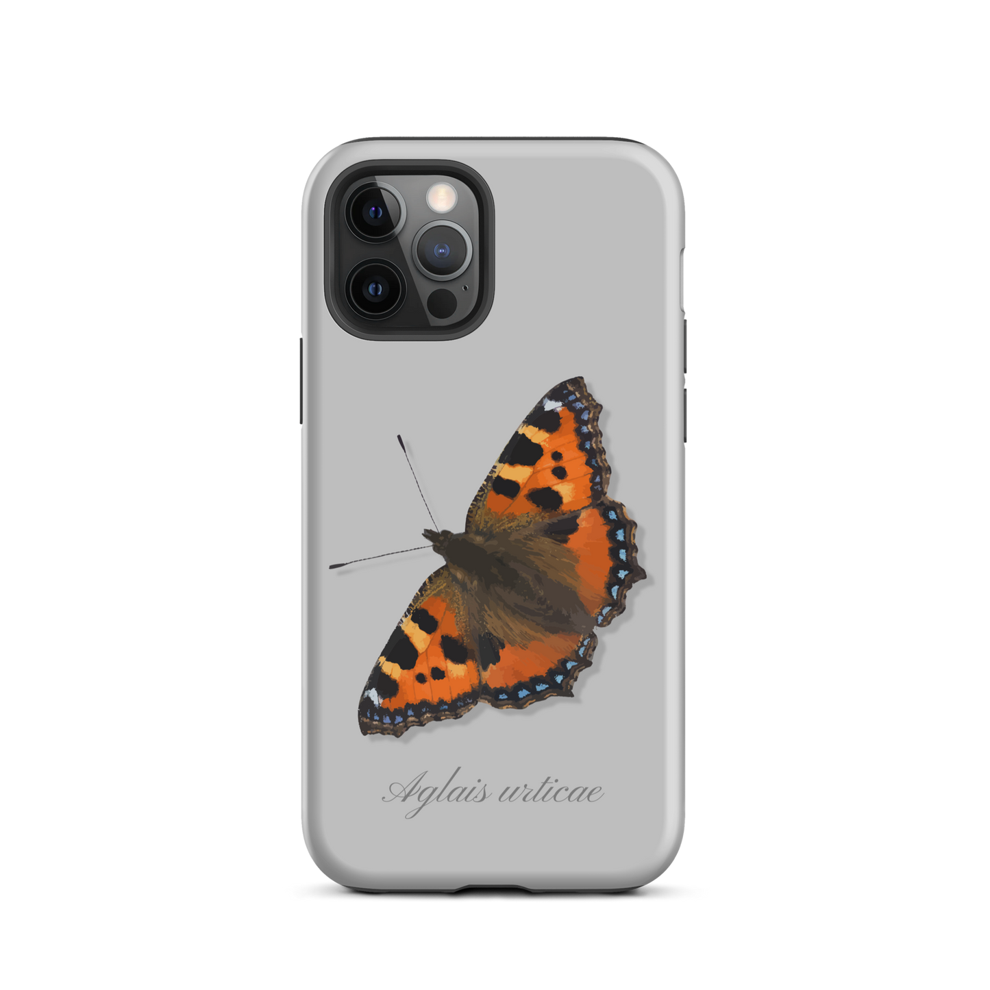 Graue iPhone-Hülle mit Fuchs-Motiv, seitliche Ansicht