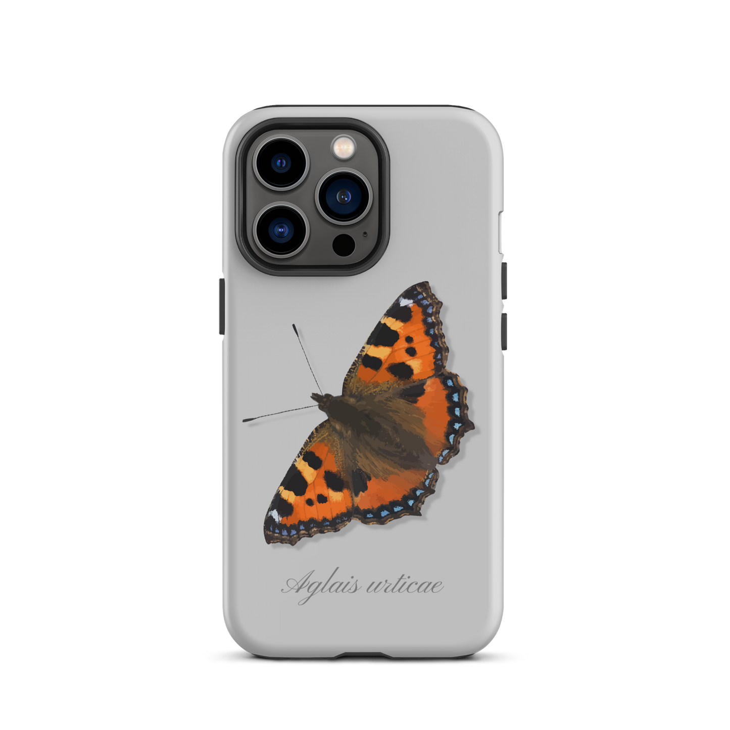 Graue iPhone-Hülle mit Fuchs-Motiv, Seitenansicht, schützendes Design