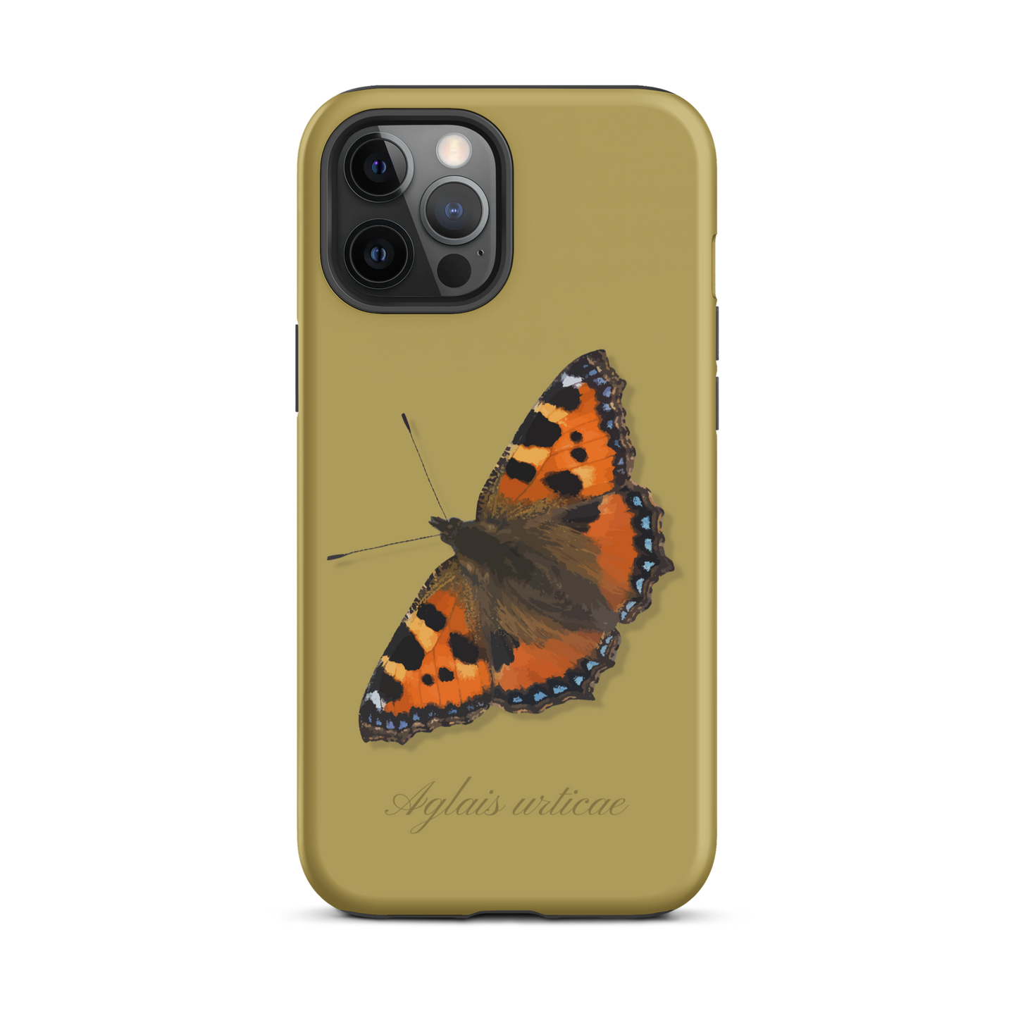 iPhone Handyhülle mit Fuchsdesign in Ockergelb, seitliche Ansicht.