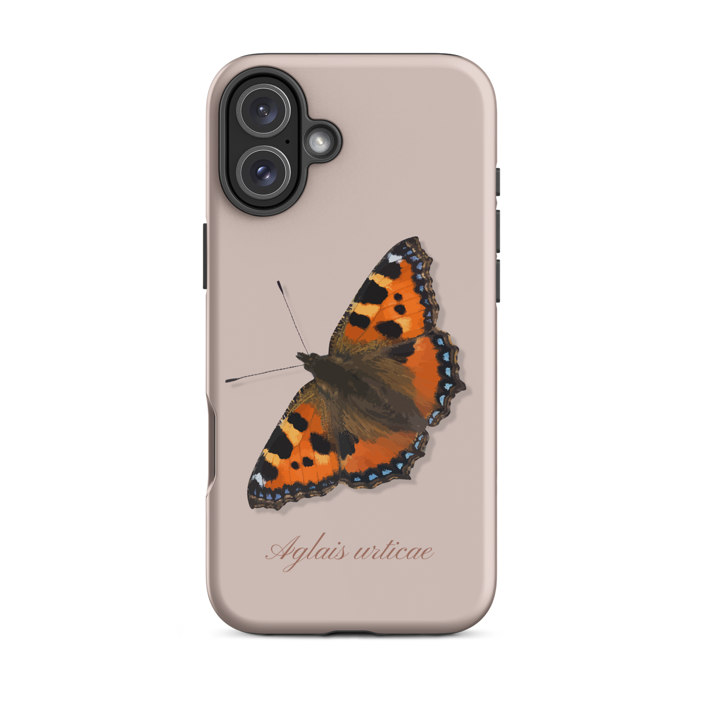 Rosa iPhone Hülle mit kleinem Fuchs-Motiv, Seitenansicht, schützende Silikonhülle.