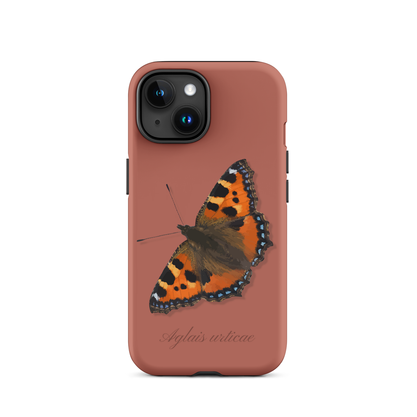 iPhone Handyhülle mit kleinem Fuchs-Design in Ziegelrot, Seitenansicht