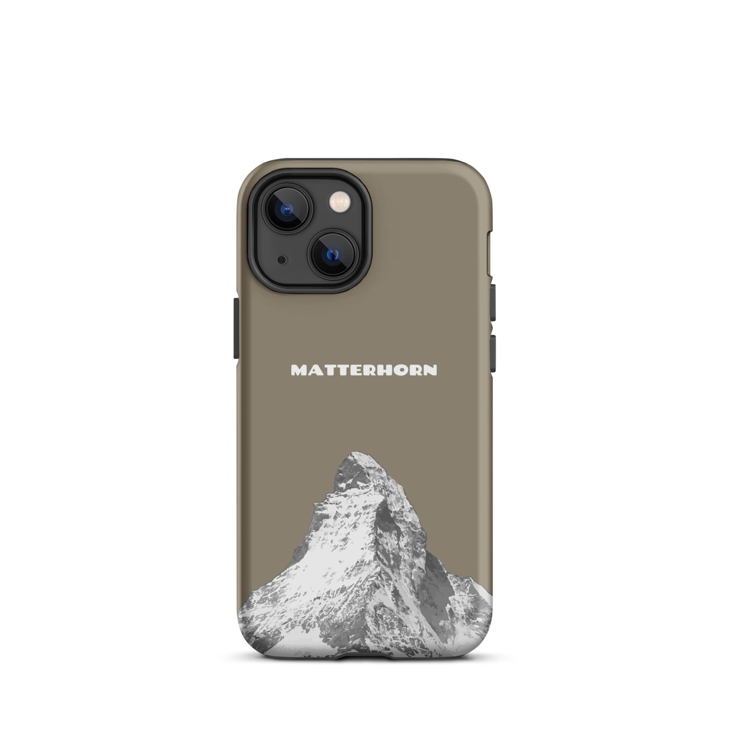 Graubraune iPhone-Hülle mit Matterhorn-Motiv, hartes Gehäuse für Apple iPhone, Zermatt-Design