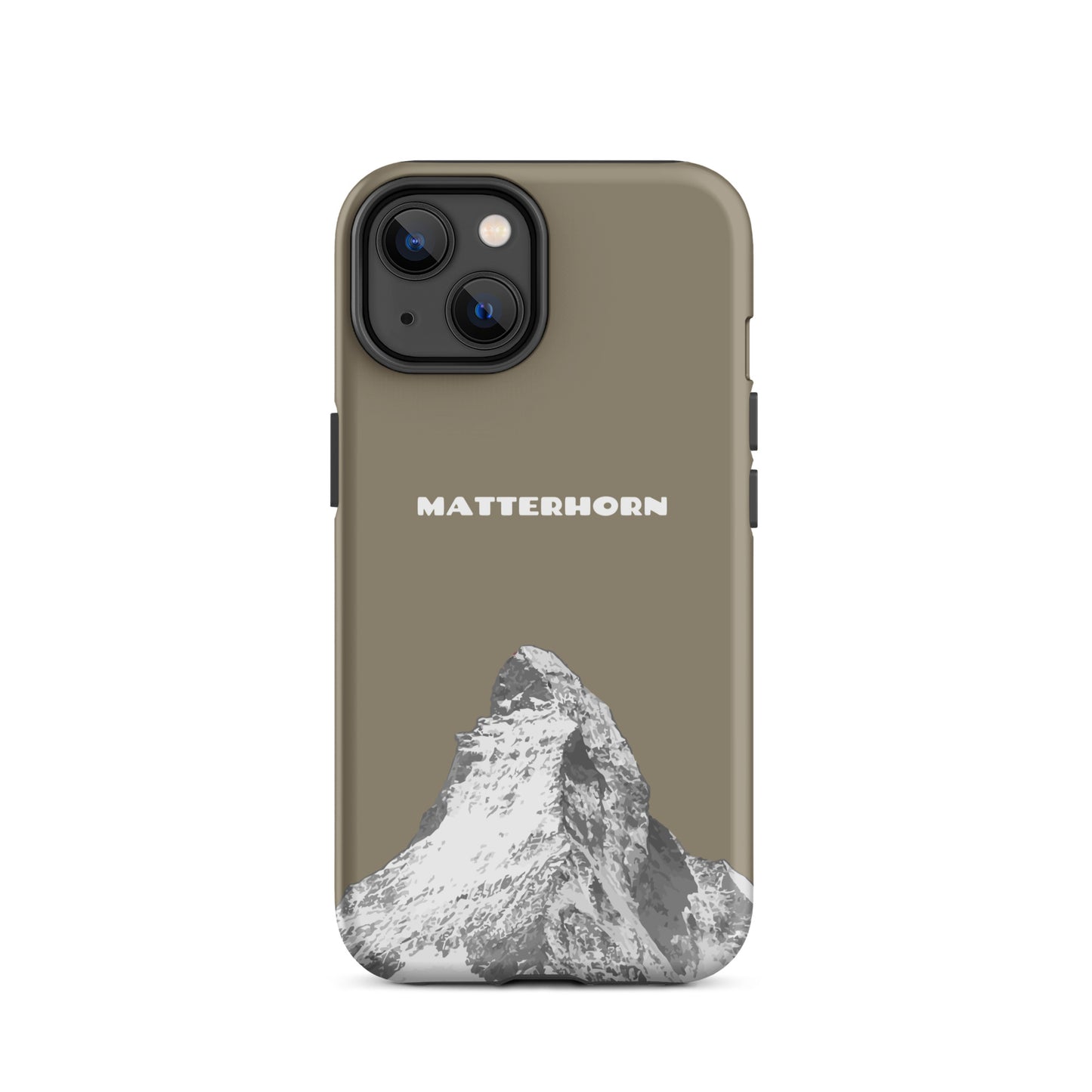 iPhone Hard Case in Graubraun mit Matterhorn-Motiv für Apple iPhone, robust und stilvoll.