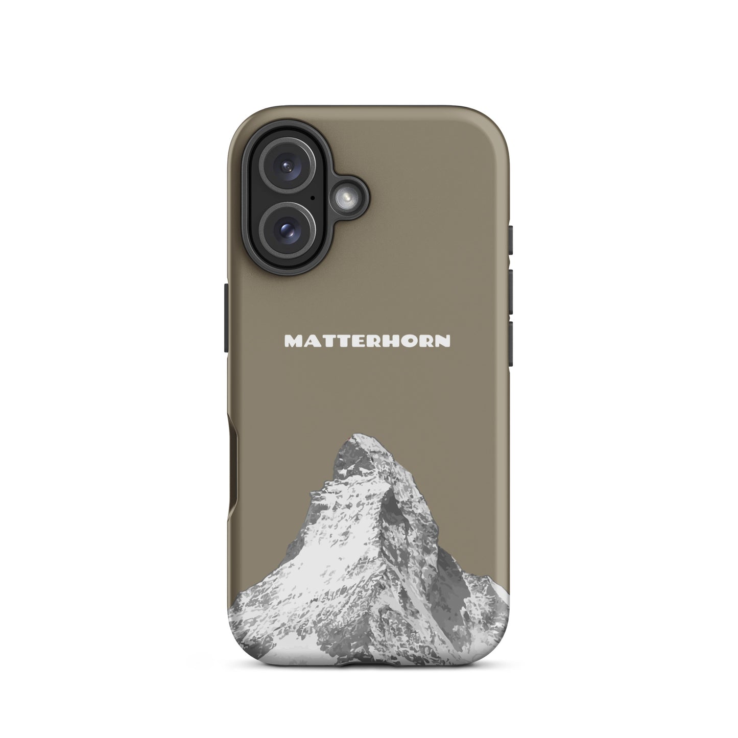 Graubraune iPhone Hülle mit Matterhorn-Motiv, Hard Case für Apple iPhone, Zermatt Design.