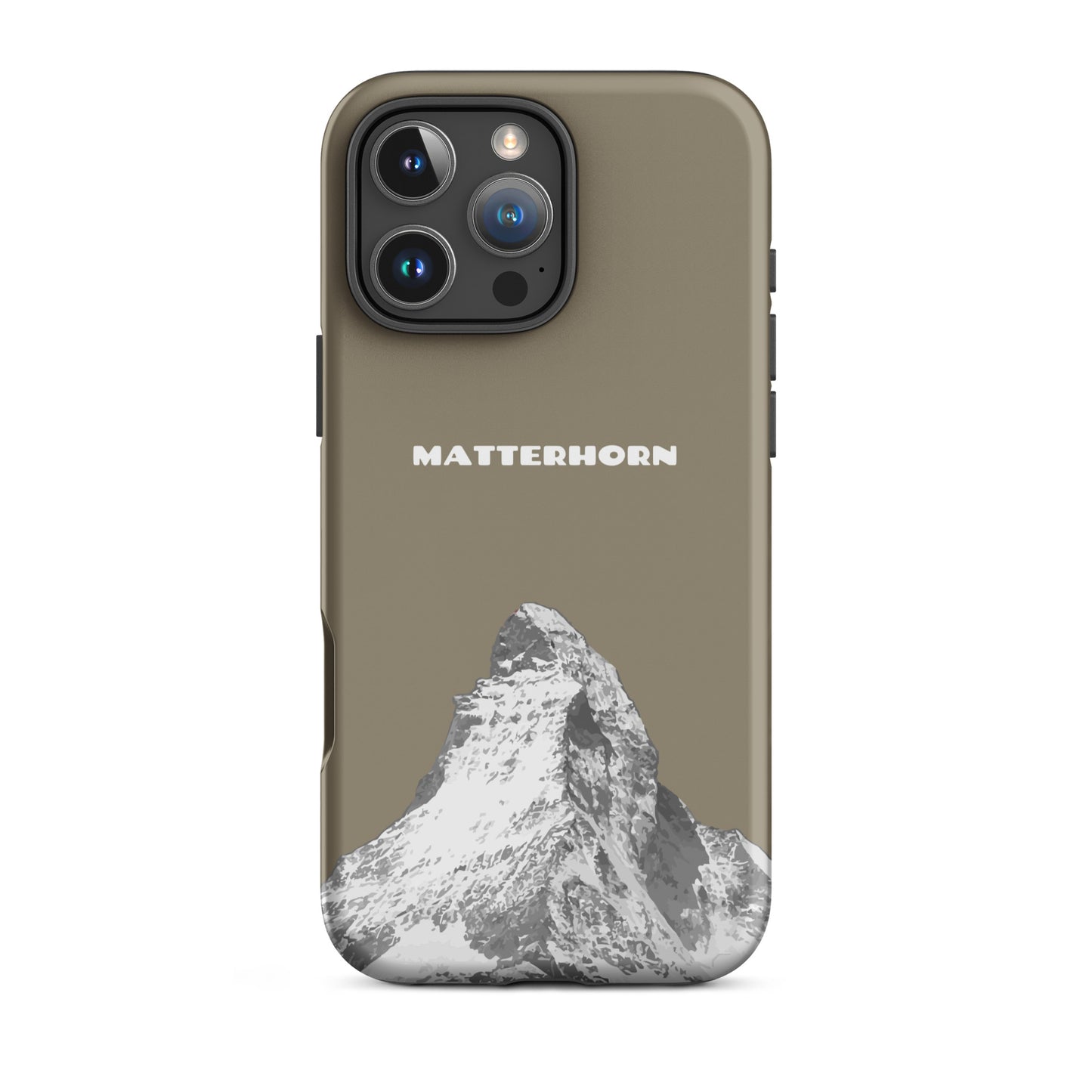 iPhone Hard Case in Graubraun mit Matterhorn-Motiv, kompatibel mit Apple iPhone.