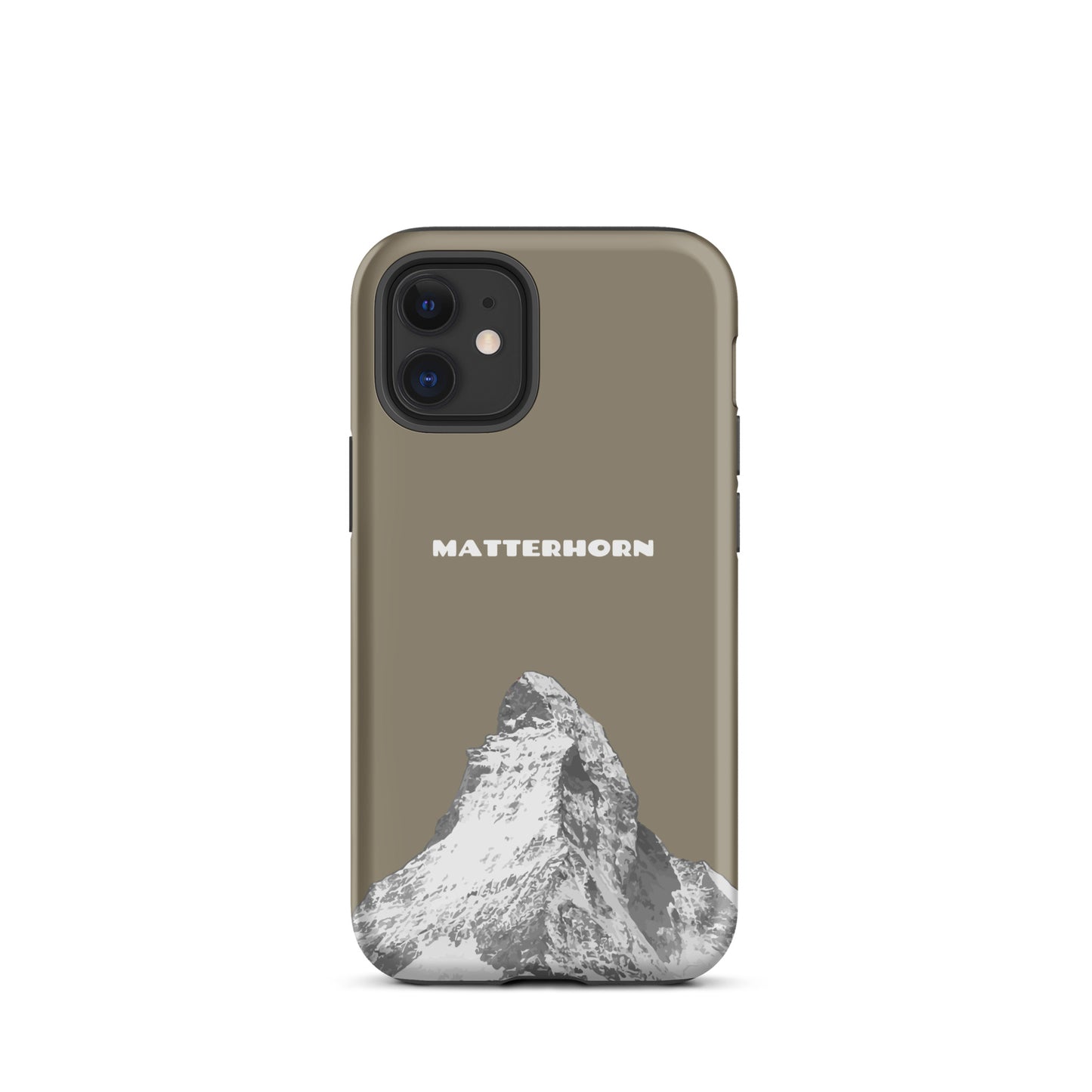 Graubraune iPhone-Hülle mit Matterhorn-Motiv, robustes Hard Case für Apple iPhone.