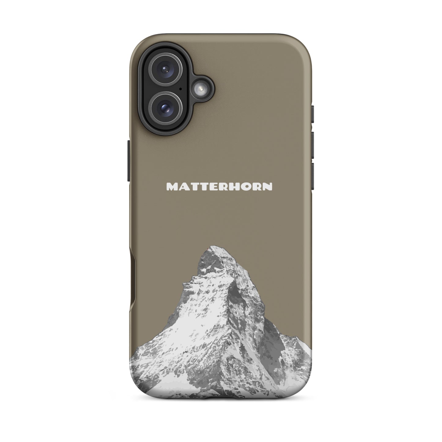 Graubraune iPhone-Hülle mit Matterhorn-Motiv aus hartem Kunststoff für Apple iPhone.