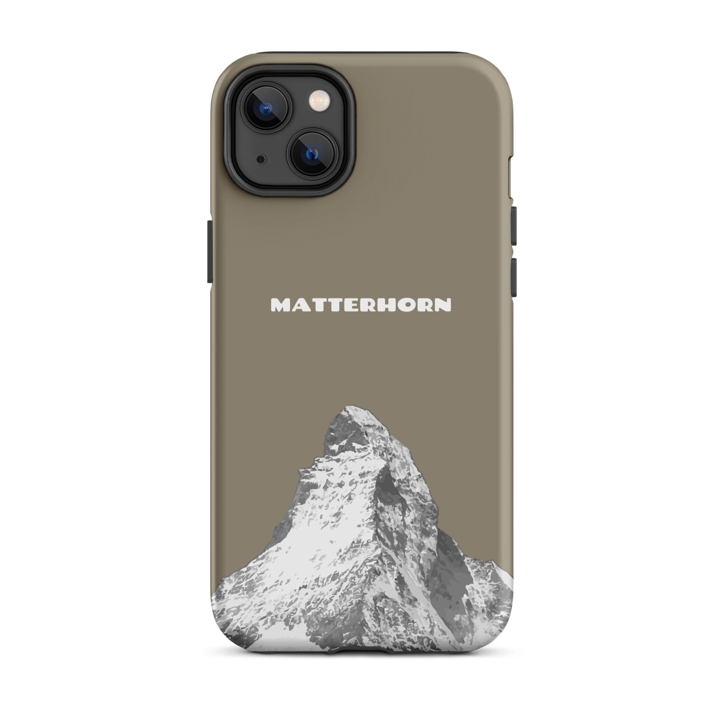 Graubraune iPhone Hard Case mit Matterhorn-Motiv, Zermatt, für Apple iPhone.
