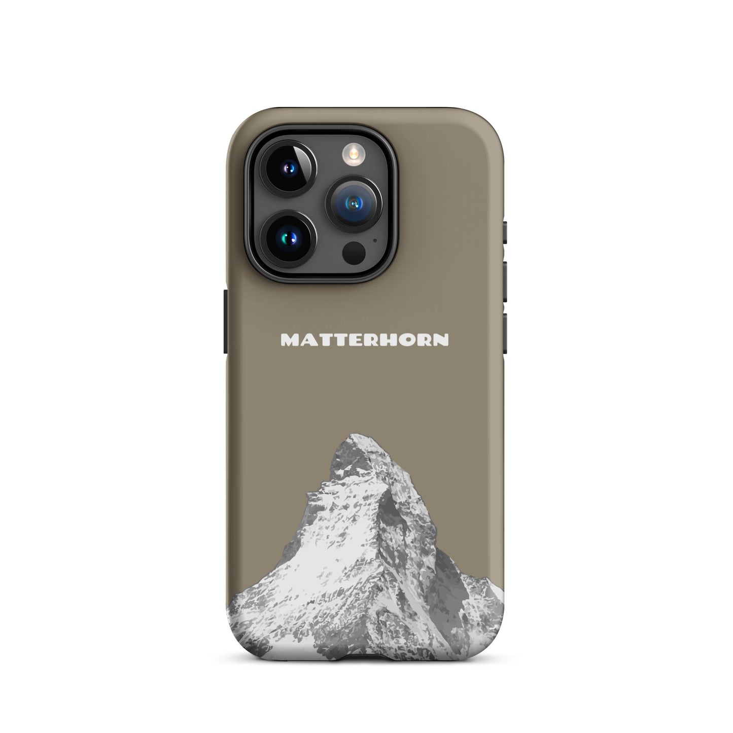 Graubraune iPhone Handyhülle mit Matterhorn-Motiv, robustes Hard Case für Apple iPhone.