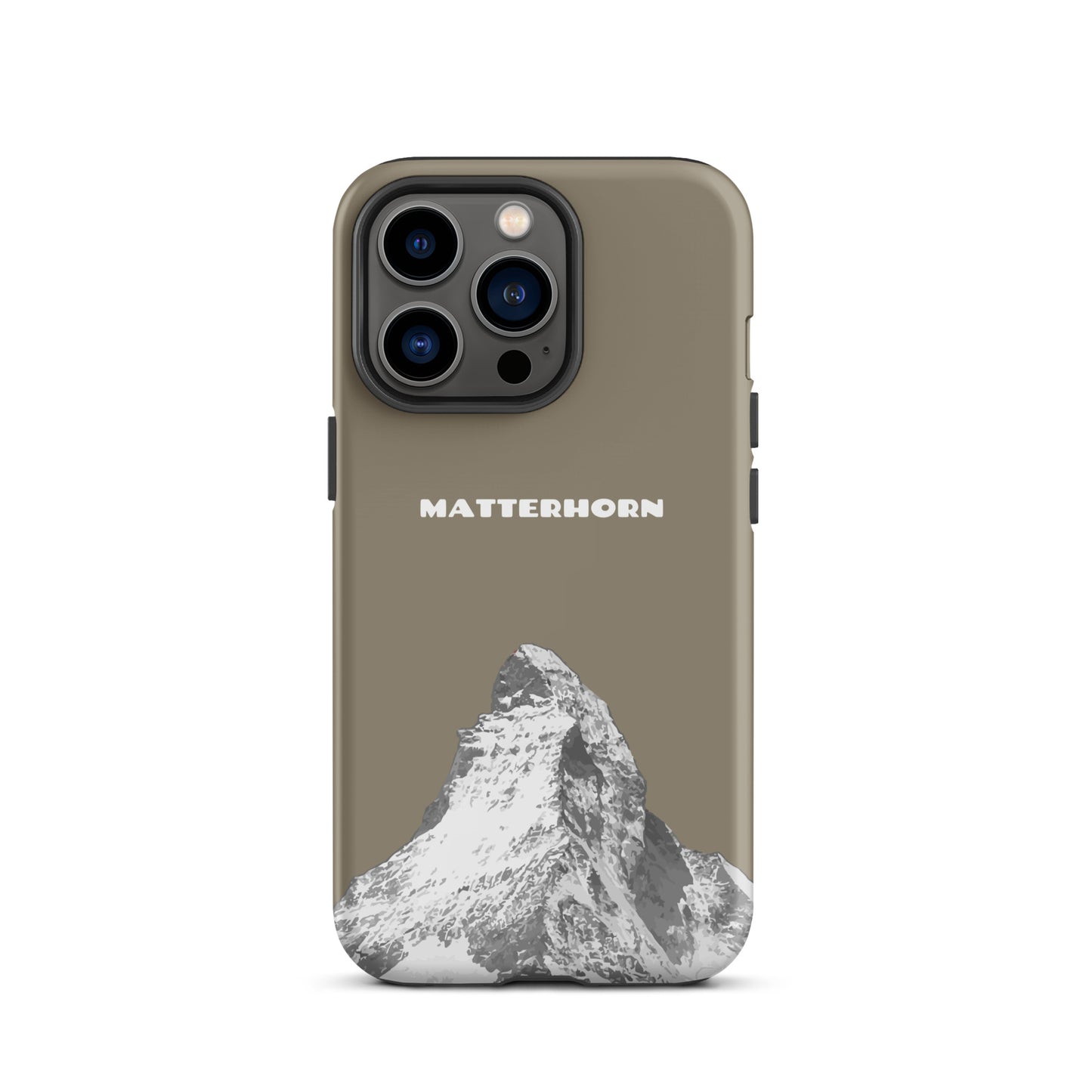 iPhone Hard Case in Graubraun mit Matterhorn-Motiv bei Zermatt, passend für Apple iPhone.