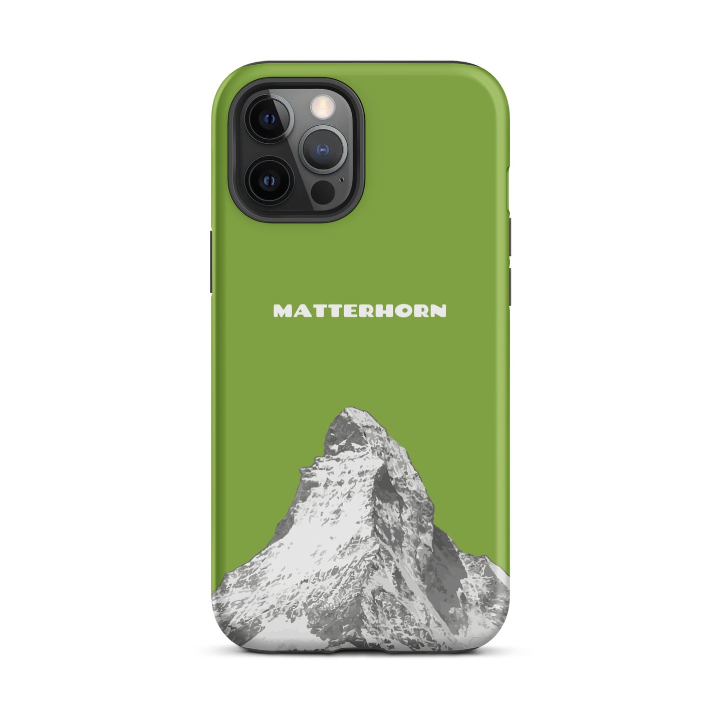Gelbgrüne iPhone Hard Case mit Matterhorn-Motiv, robust und stilvoll für Apple iPhone.