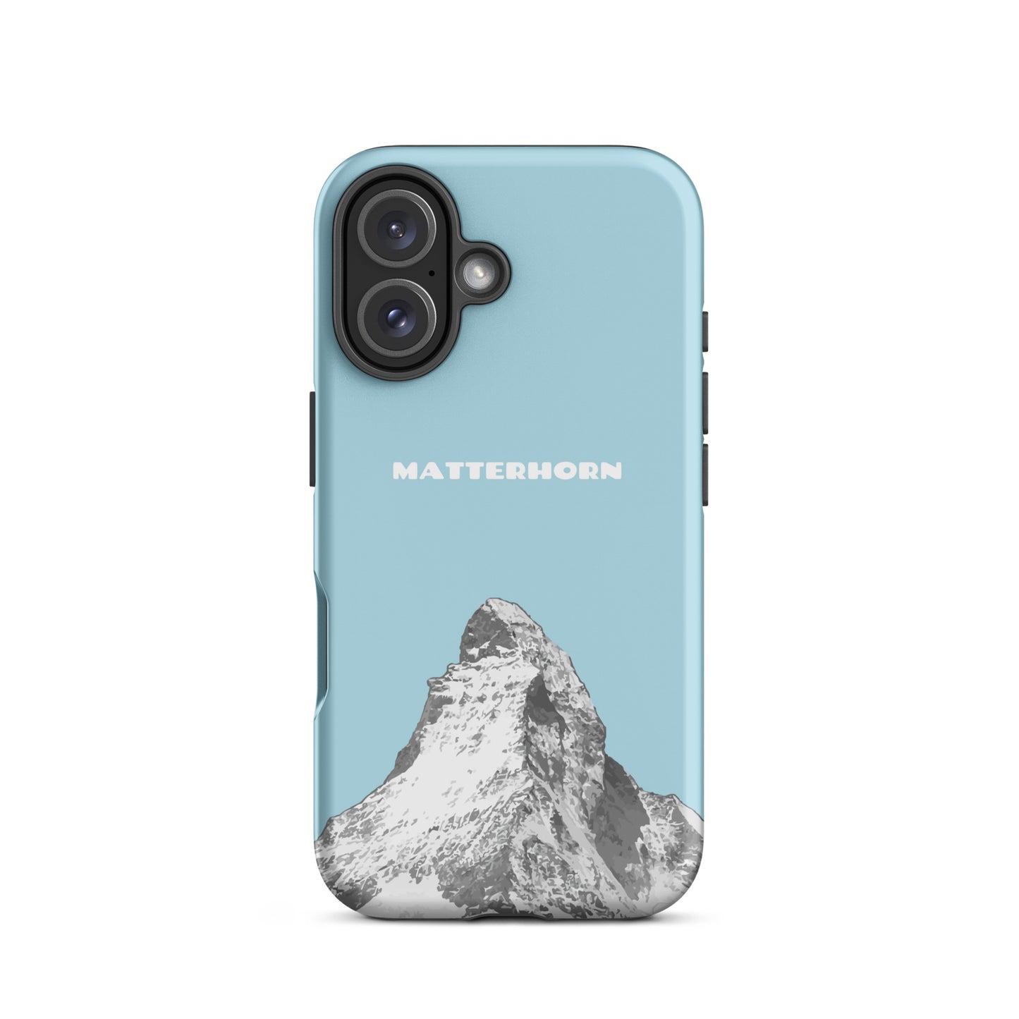 Hellblaue iPhone Handyhülle mit Matterhorn-Motiv, Hard Case für Apple iPhone.