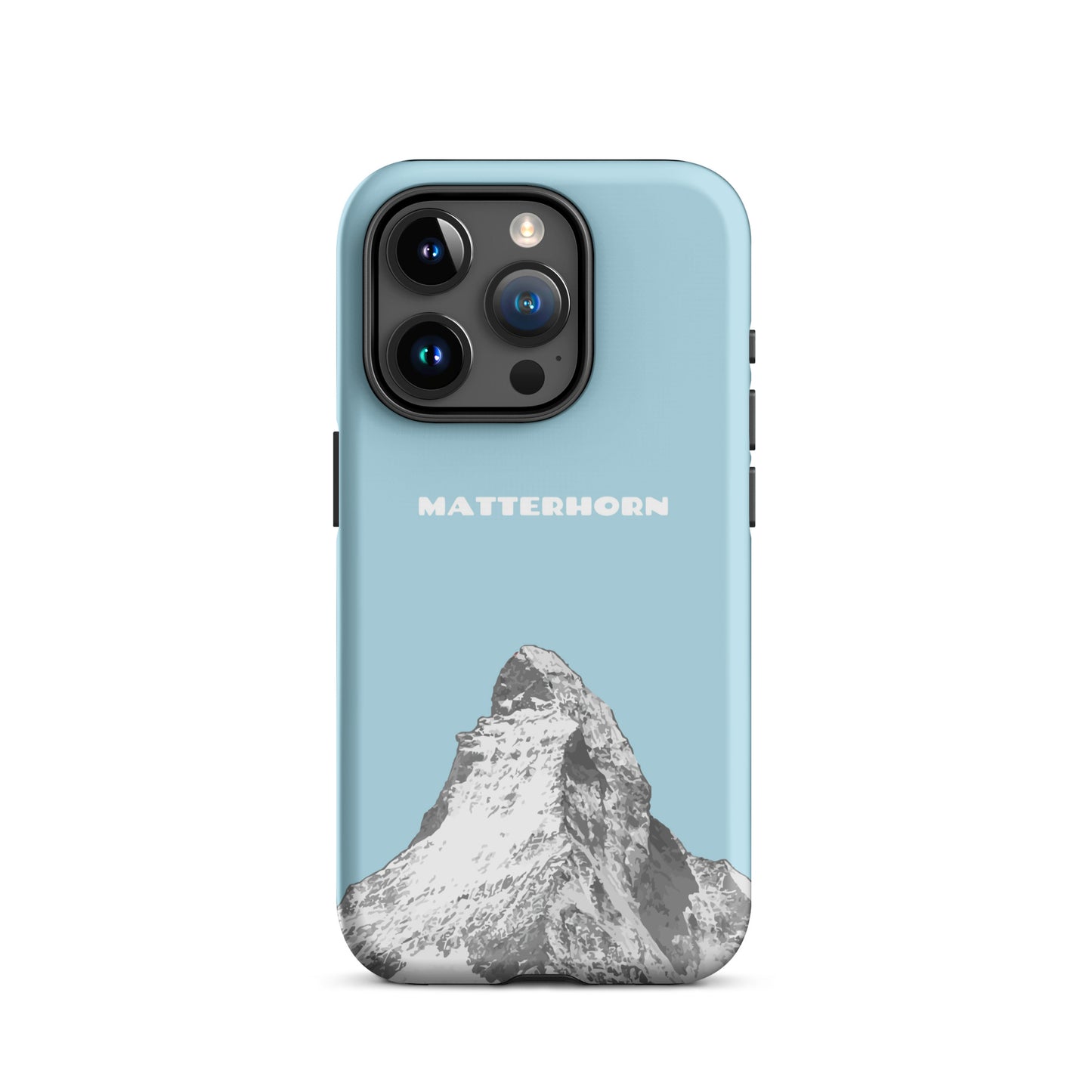 Hellblaue iPhone Hülle mit Matterhorn-Motiv, Hard Case für Apple iPhone, Schutzhülle mit Alpenberg-Design.
