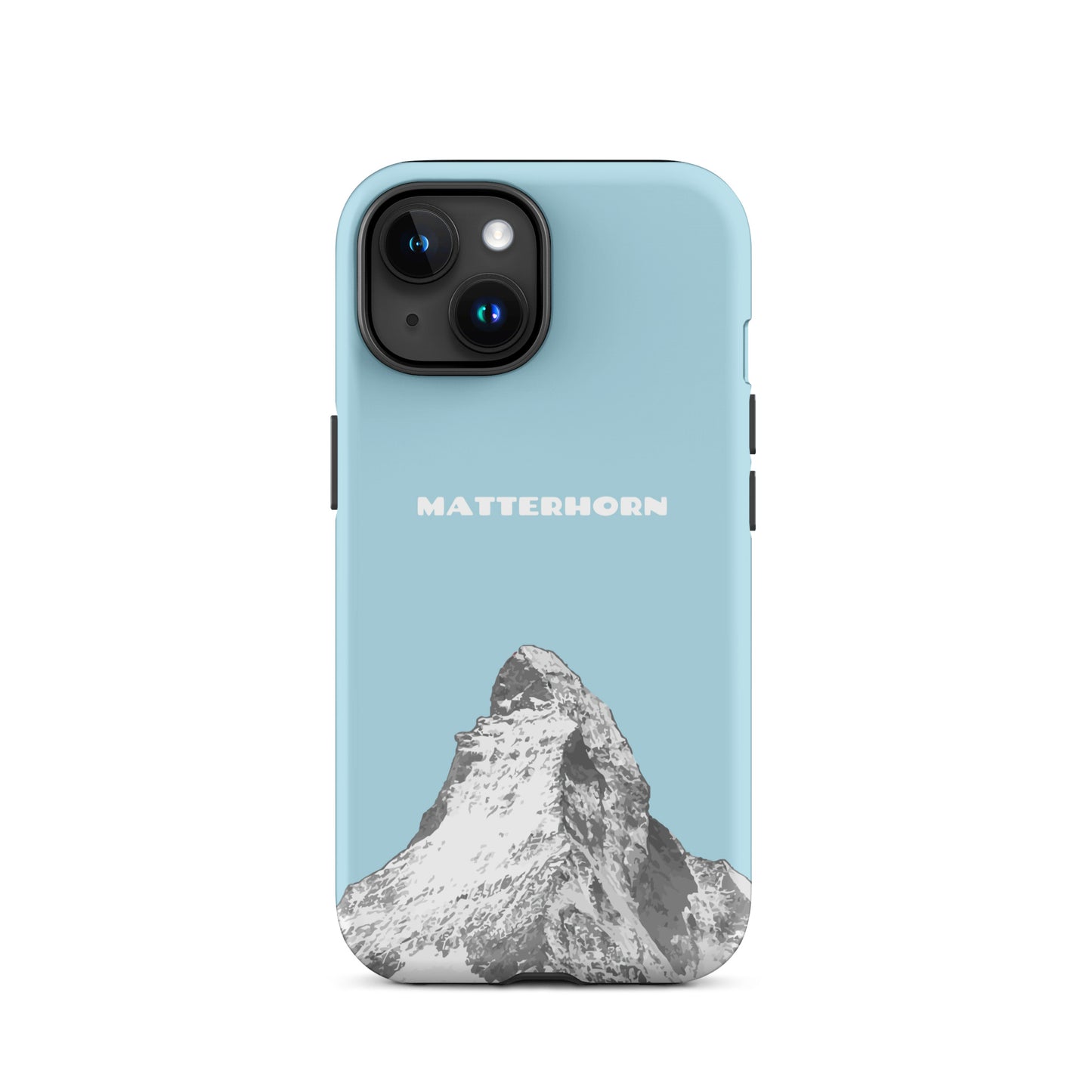 Hellblaue iPhone Hülle mit Matterhorn-Motiv, Hard Case für Apple iPhone, Zermatt Design.