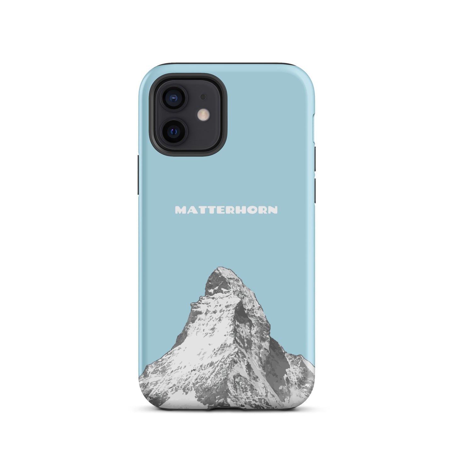 Hellblaue iPhone Hülle mit Matterhorn-Motiv, Hard Case für Apple iPhone, Zermatt Design.