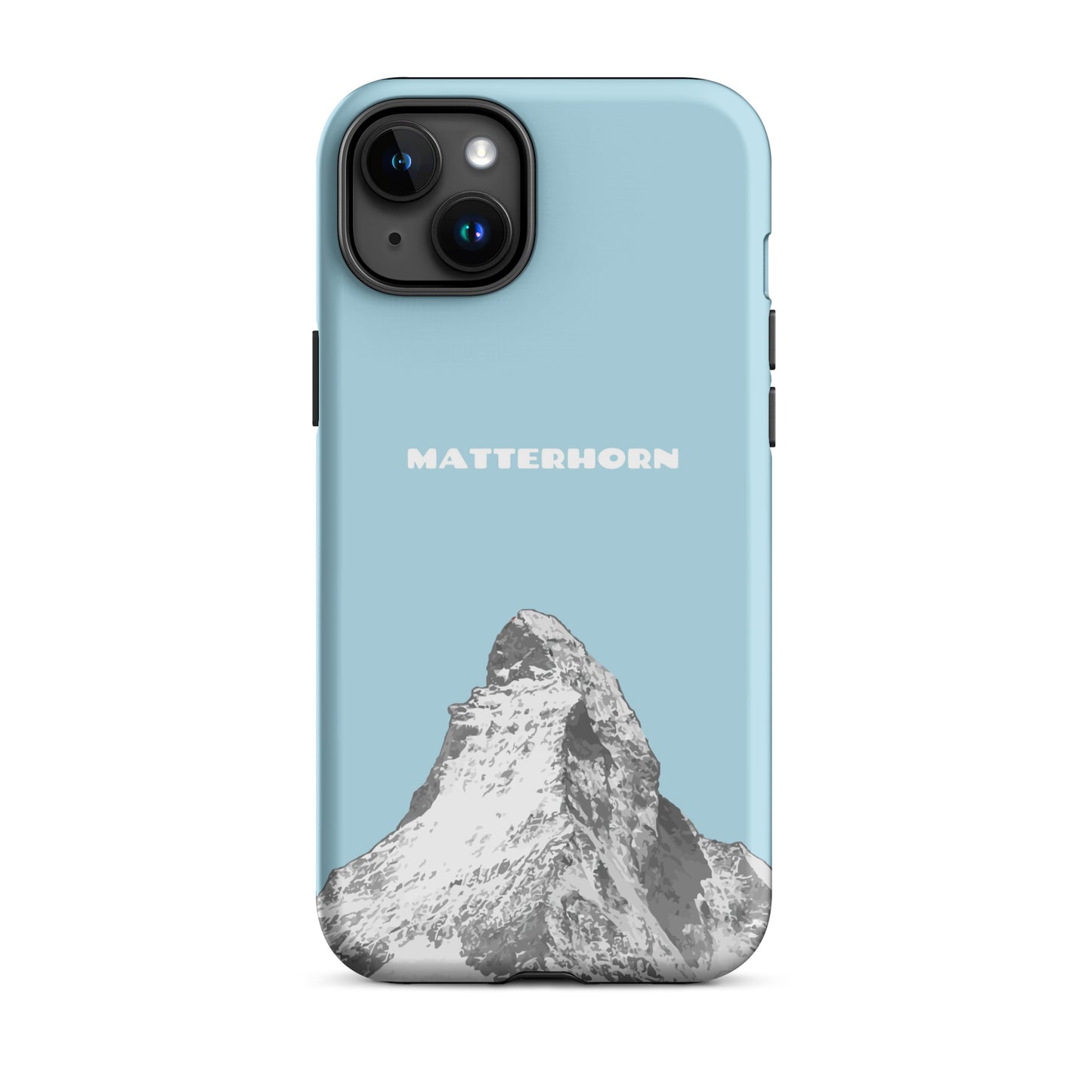 Hellblaue iPhone Hülle mit Matterhorn-Motiv, Hard Case für Apple iPhone, Schutzhülle mit Bergdesign aus Zermatt.