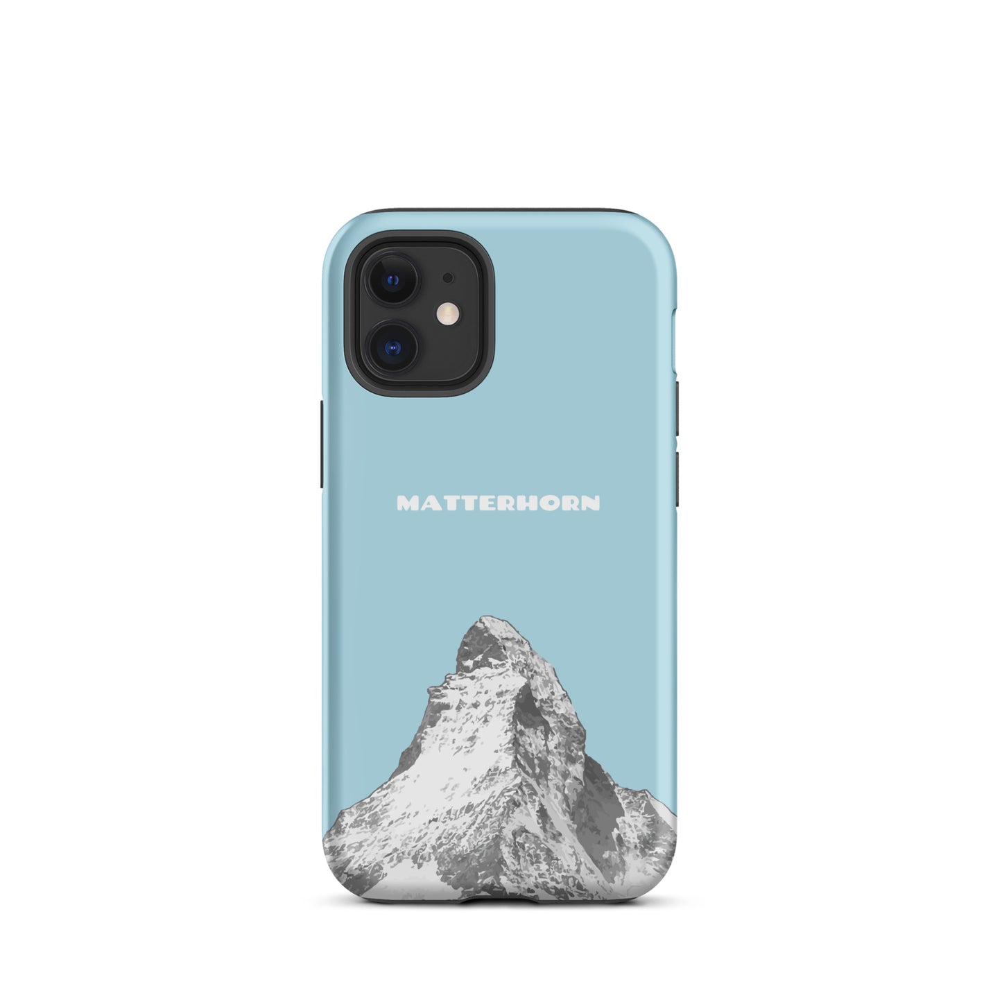 Hellblaue iPhone Handyhülle mit Matterhorn-Motiv, Hard Case für Apple iPhone, Zermatt Design.